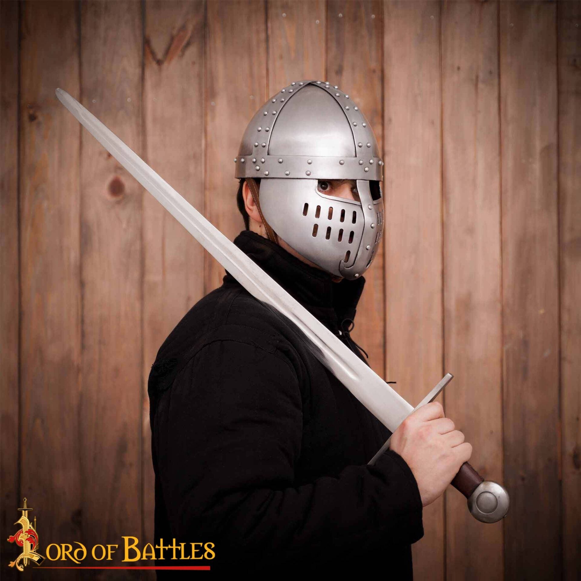 Imagen única de: Yelmo Spangenhelm normando con protector facial y forro de cuero - imagen 16