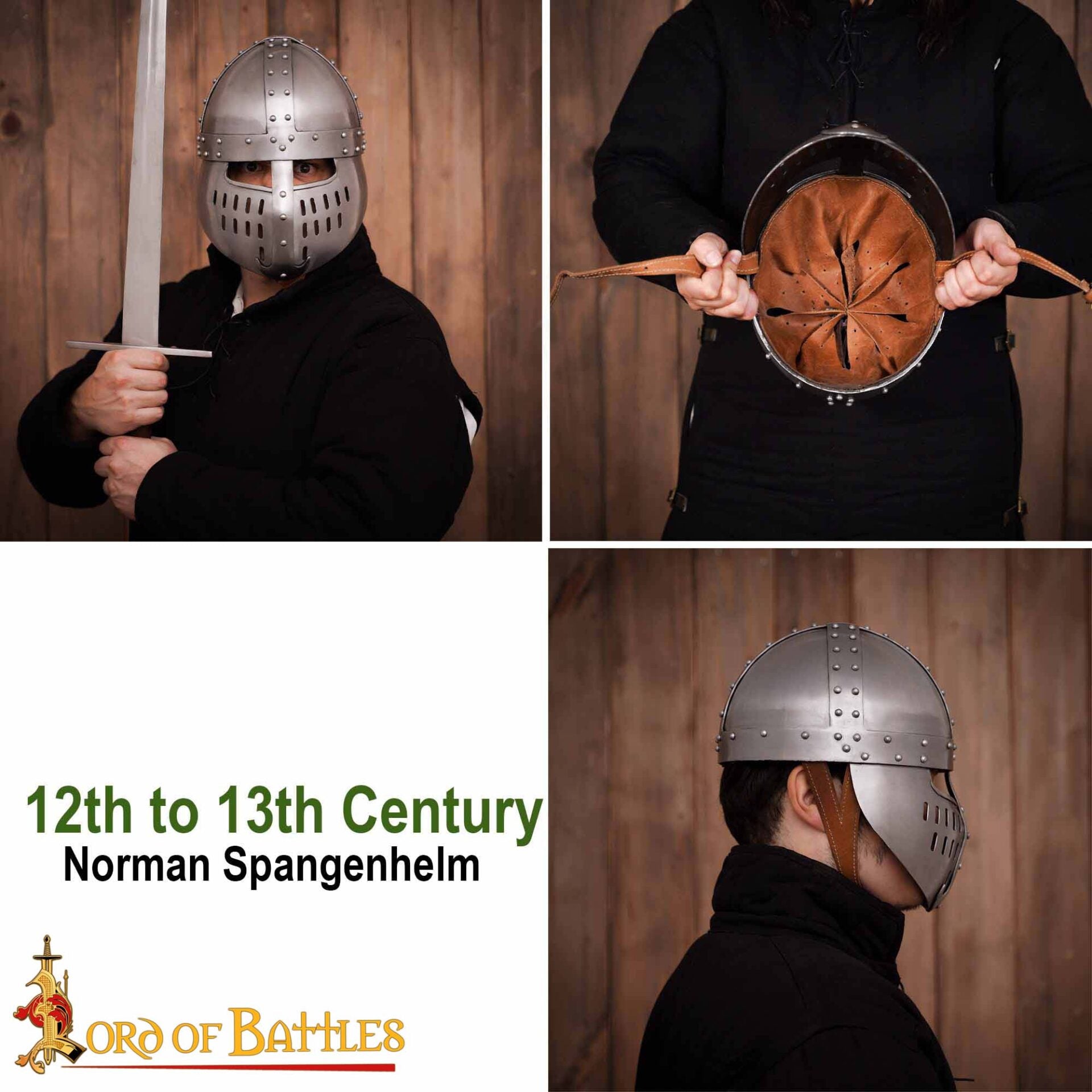 Imagen única de: Yelmo Spangenhelm normando con protector facial y forro de cuero - imagen 20