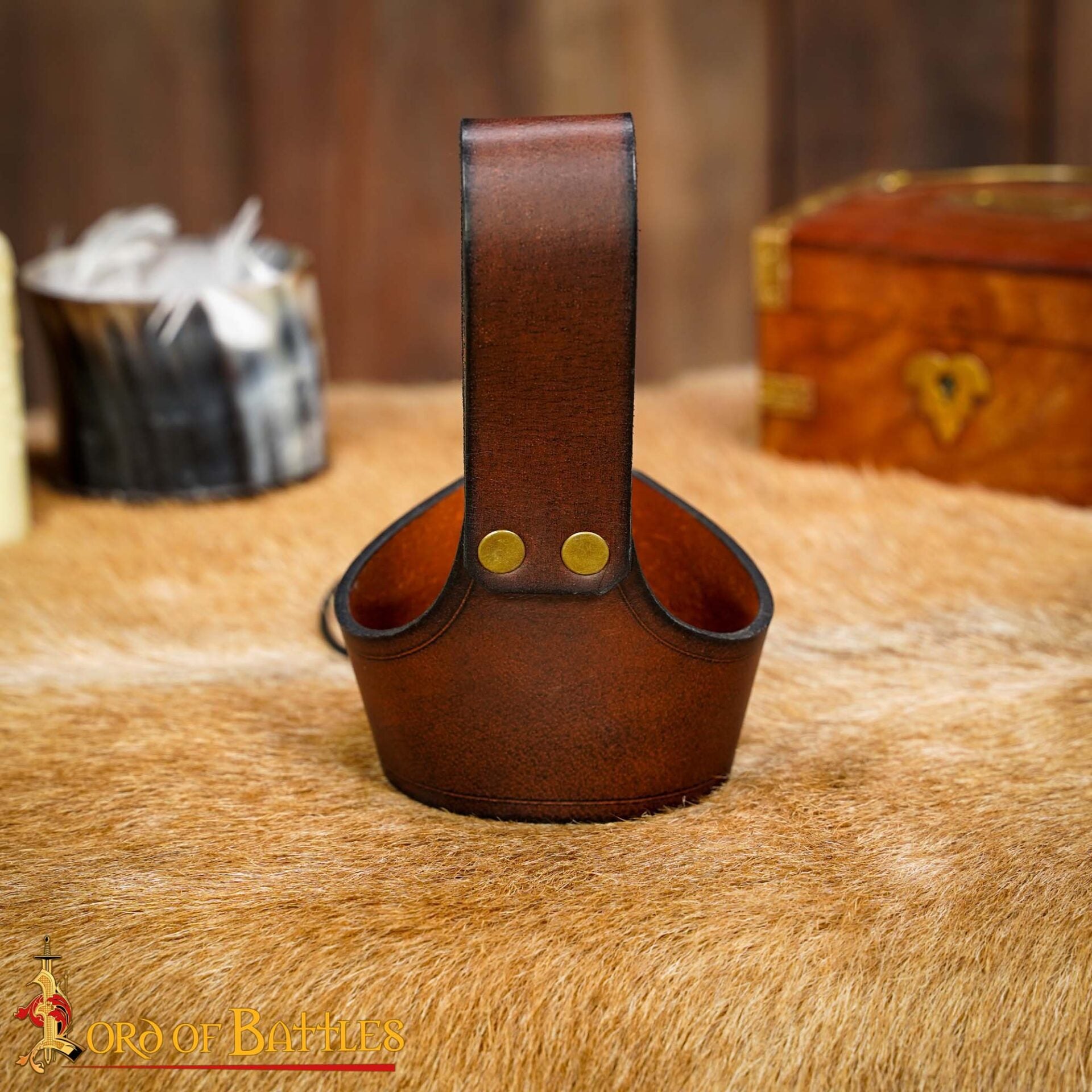 Funda para cuerno de cuero con nudo celta y remaches de latón (S, L) - imagen 71