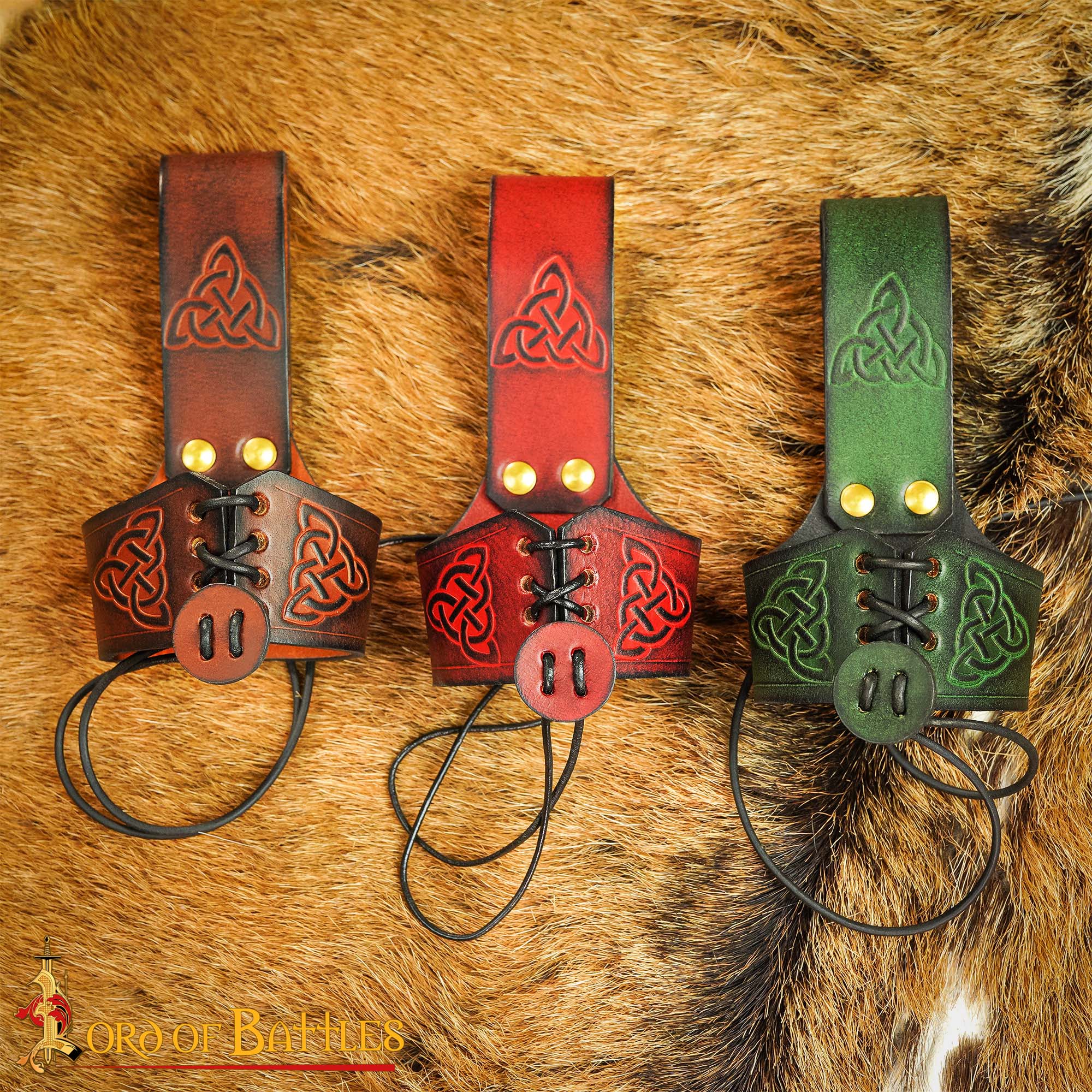 Funda para cuerno de cuero con nudo celta y remaches de latón (S, L) - imagen 43