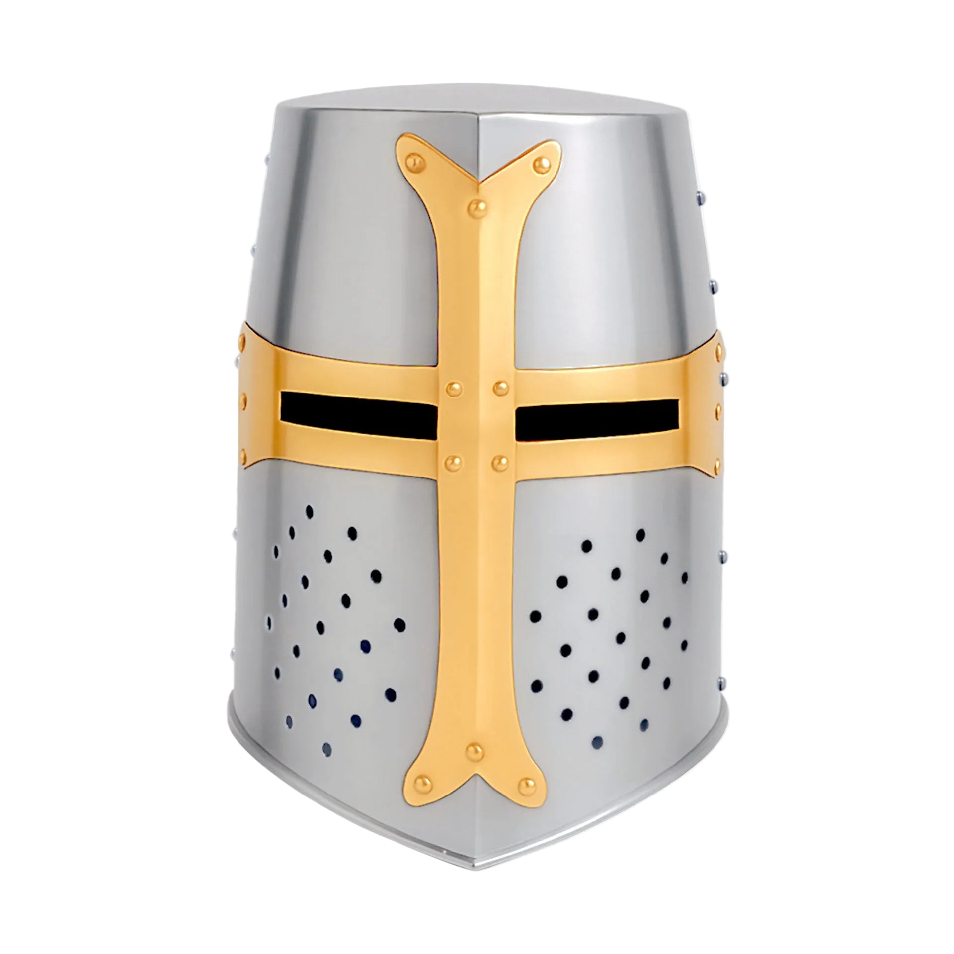 Imagen única de: Gran Casco Cruzado de Latón del Siglo Xii - Acero Pulido de Calibre 18 con Cruz de Latón