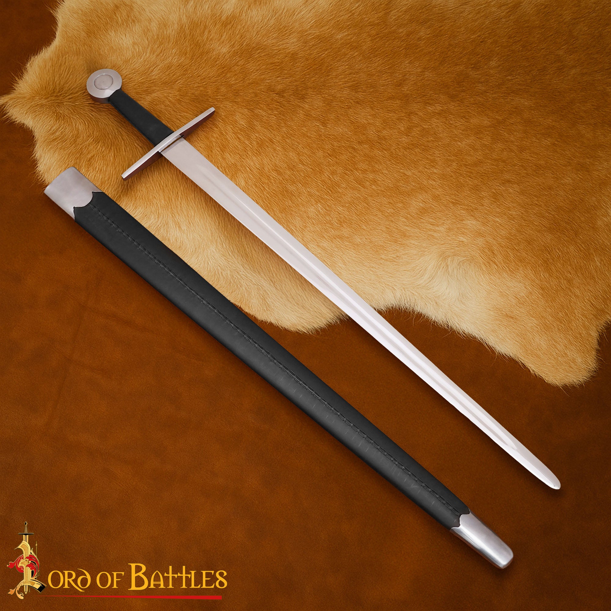 Imagen única de: Espada Vikinga Forjada a Mano Tradicionalmente con Vaina - 37" Hoja de Acero Funcional Pulido