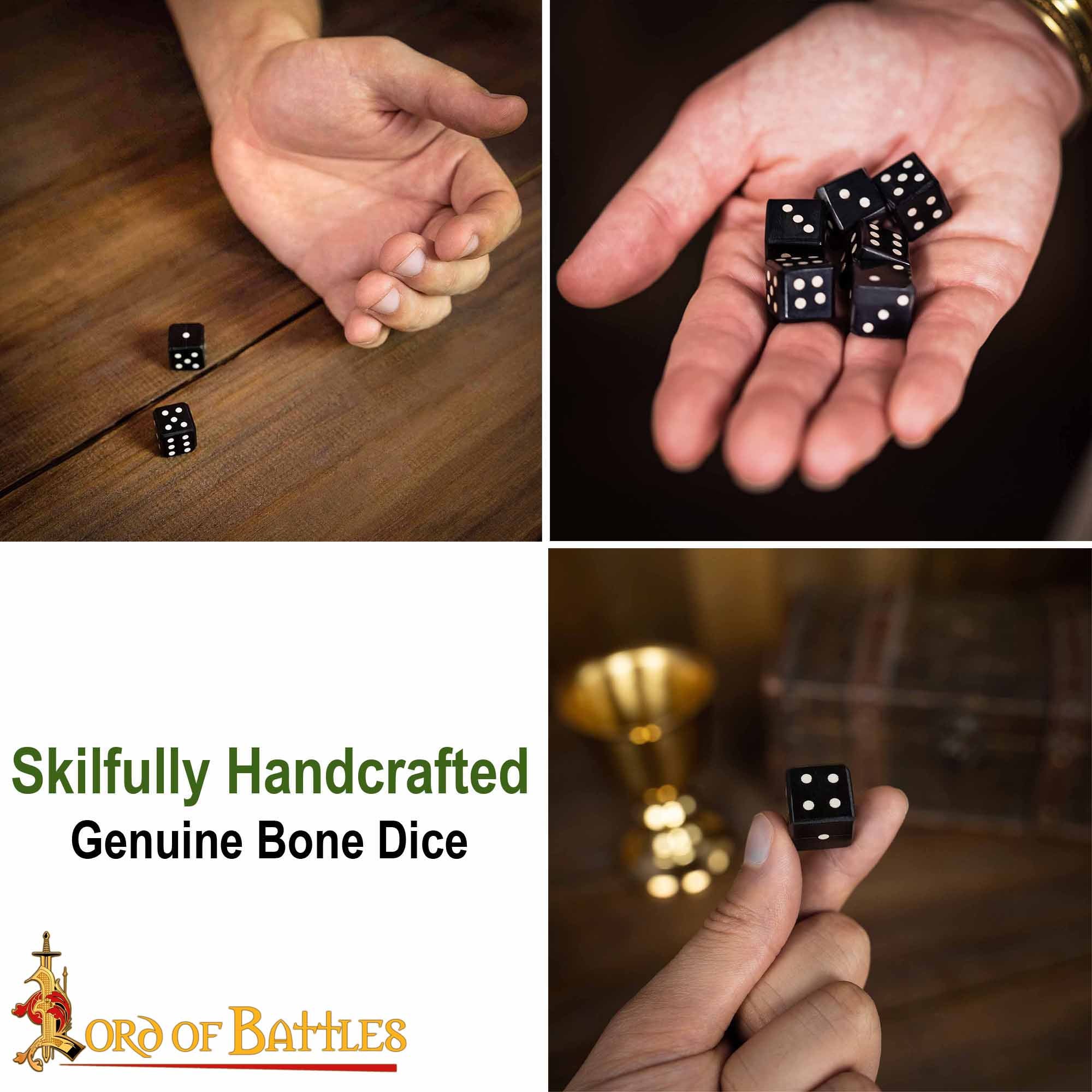 Imagen única de: Juego de Dados Artesanales de Cuerno de Búfalo - 6 Piezas | Dados Naturales para Juegos de Rol de Mesa, Coleccionismo y Juegos Históricos