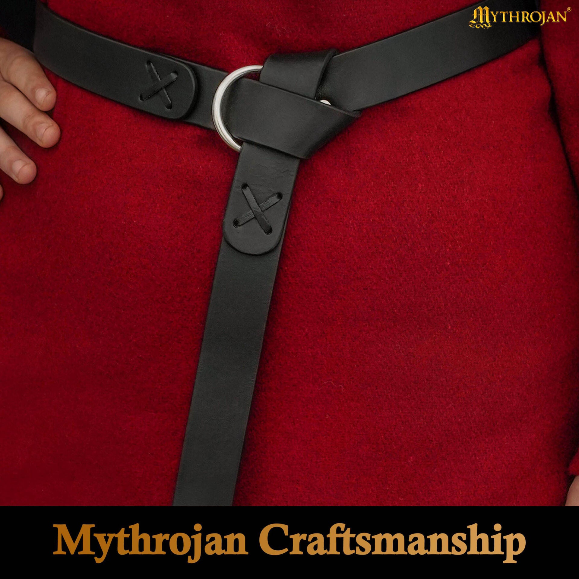 Cinturón medieval de cuero con hebilla O-ring — Mythrojan - imagen 15