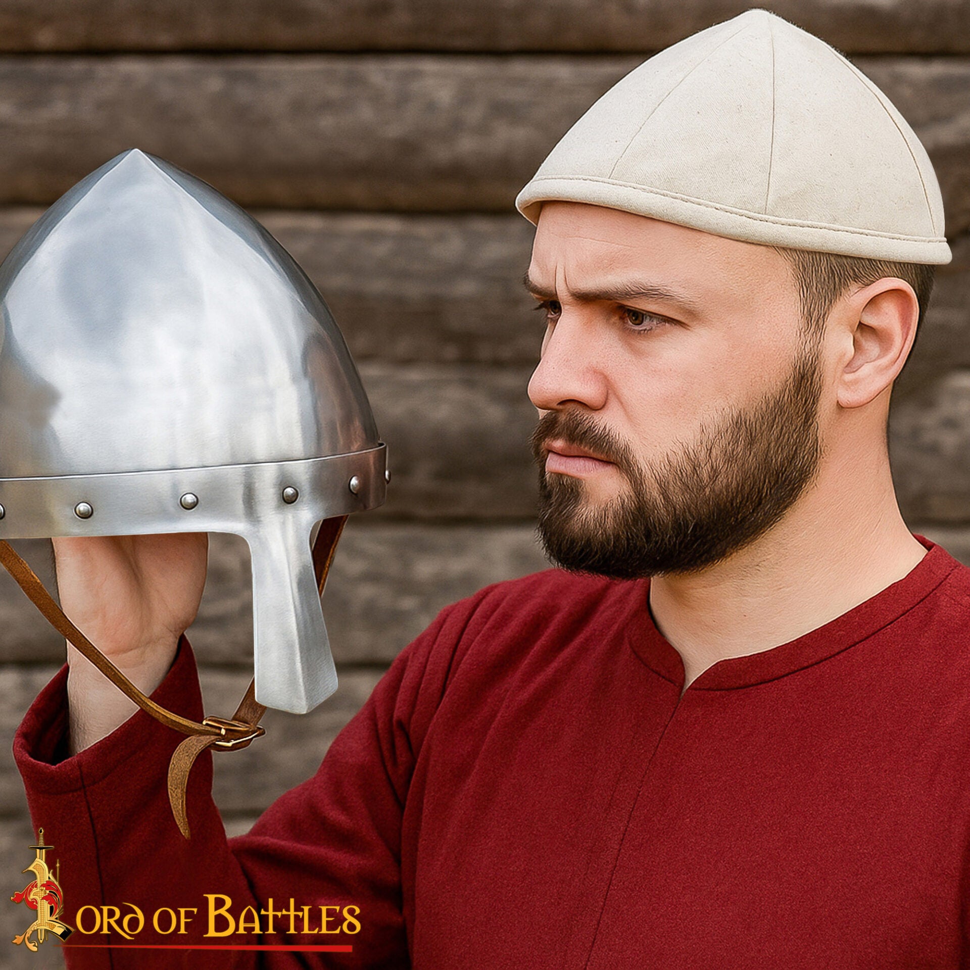 Gorro acolchado medieval con relleno reciclado para casco - LARP y HEMA - Crudo