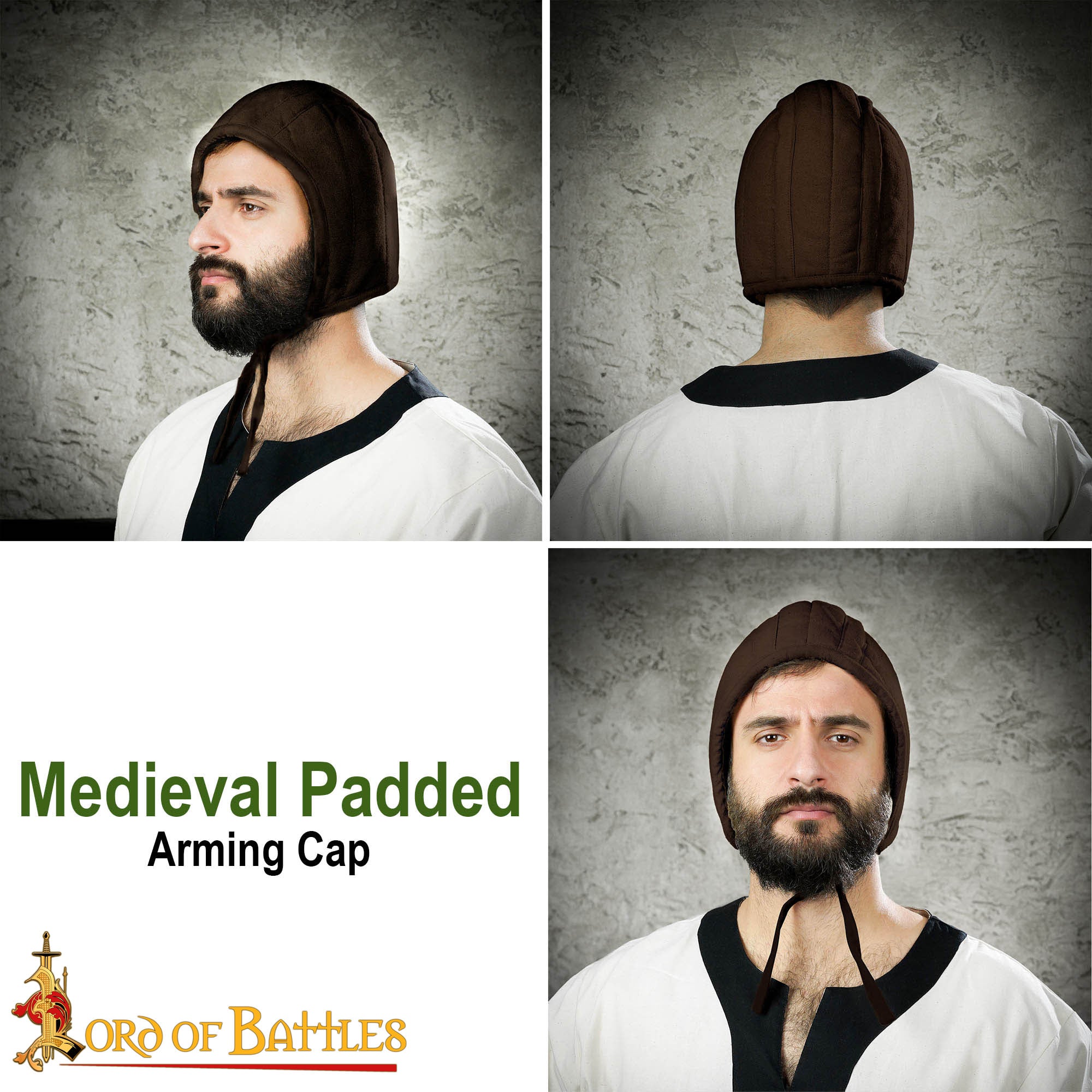 Gorro acolchado medieval de 3 capas para casco - imagen 8