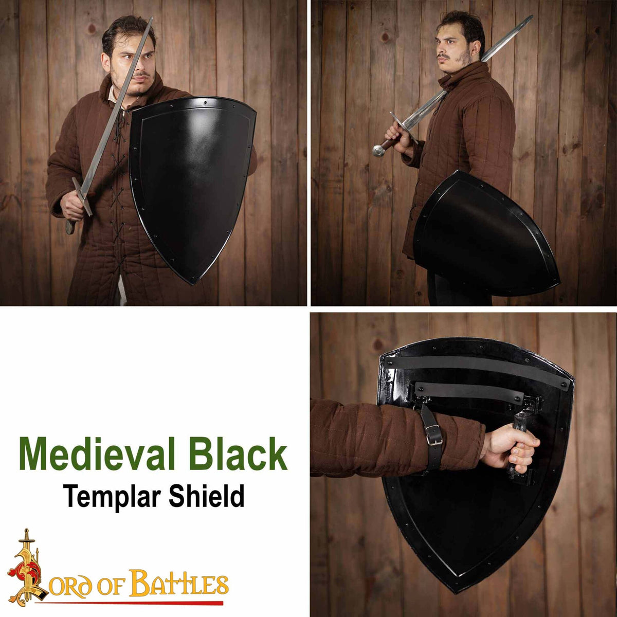 Escudo templario medieval - acero calibre 18, perfil heater - imagen 13