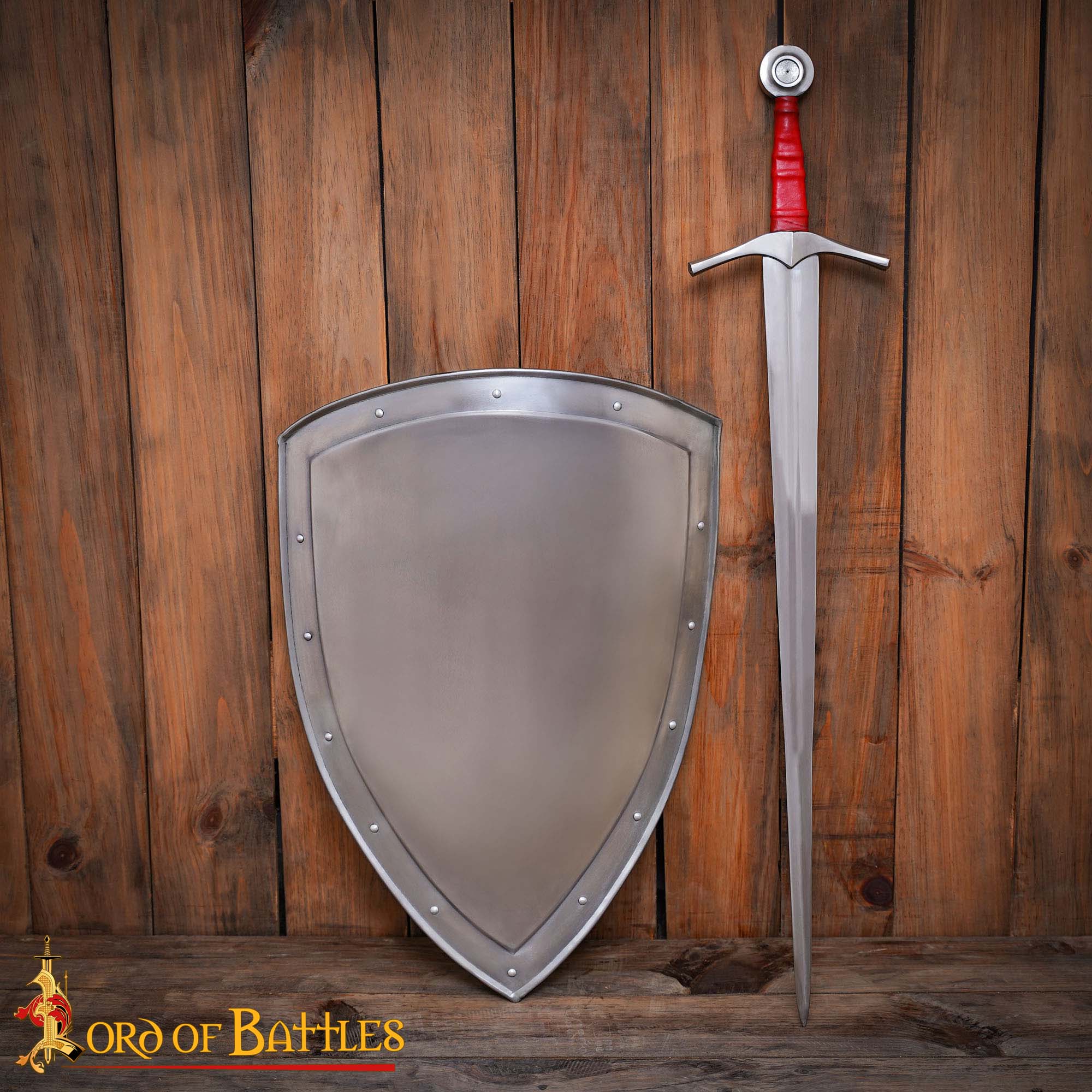 Imagen única de: Escudo templario medieval tipo heater, acero calibre 18, 61 cm