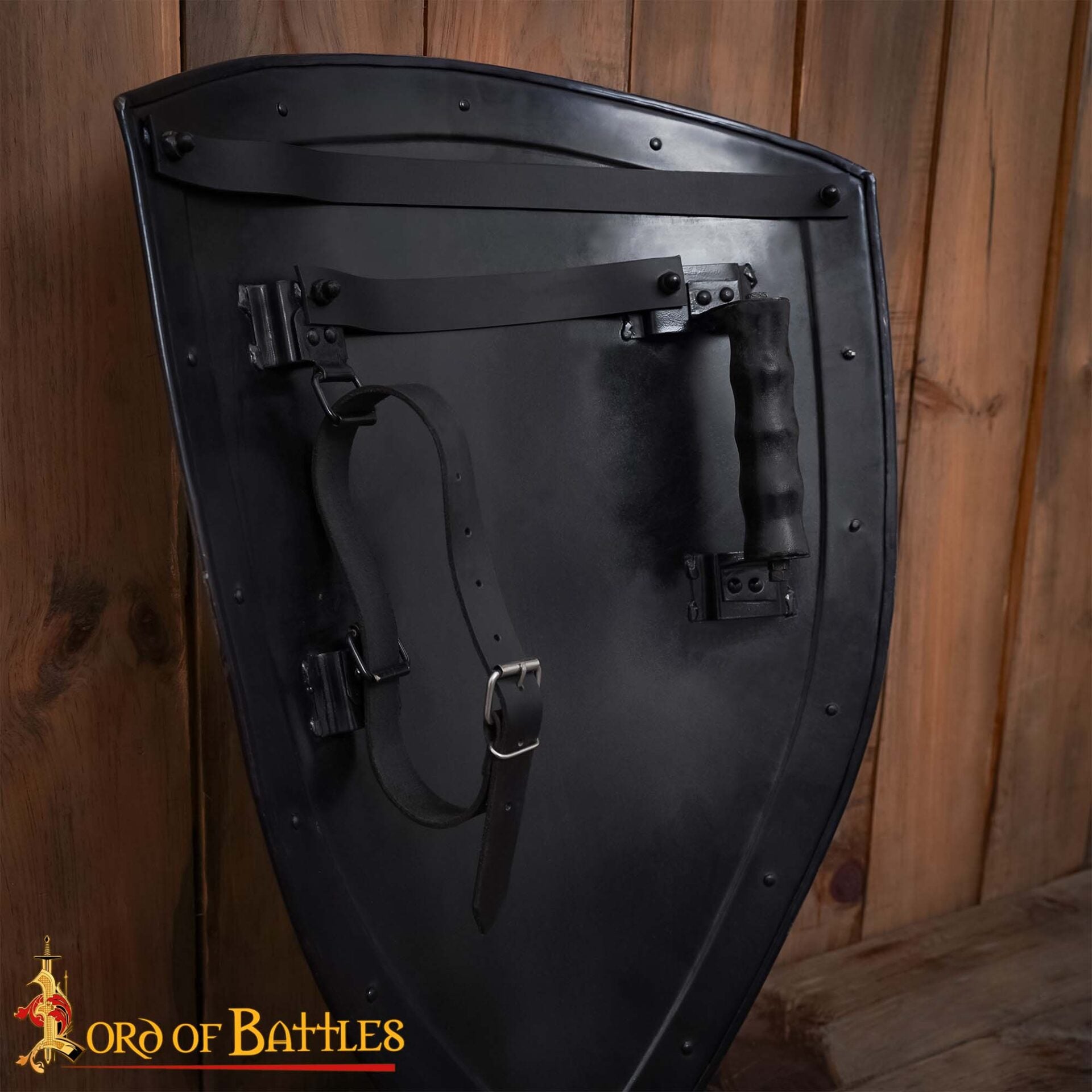 Imagen única de: Escudo templario medieval tipo heater, acero calibre 18, 61 cm