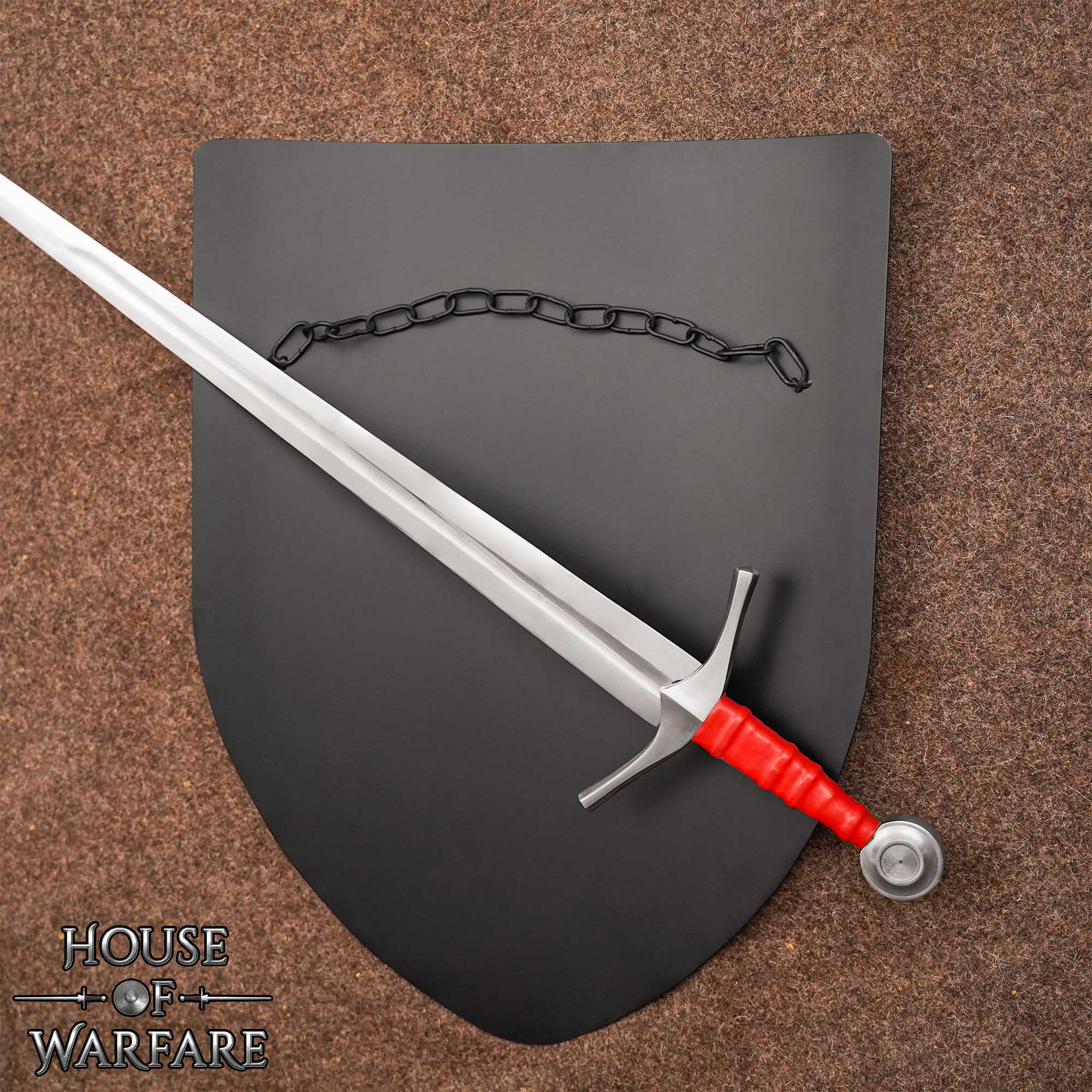 Imagen única de: Escudo de Batalla de Acero Liso con Cadena - Negro- Personalizable