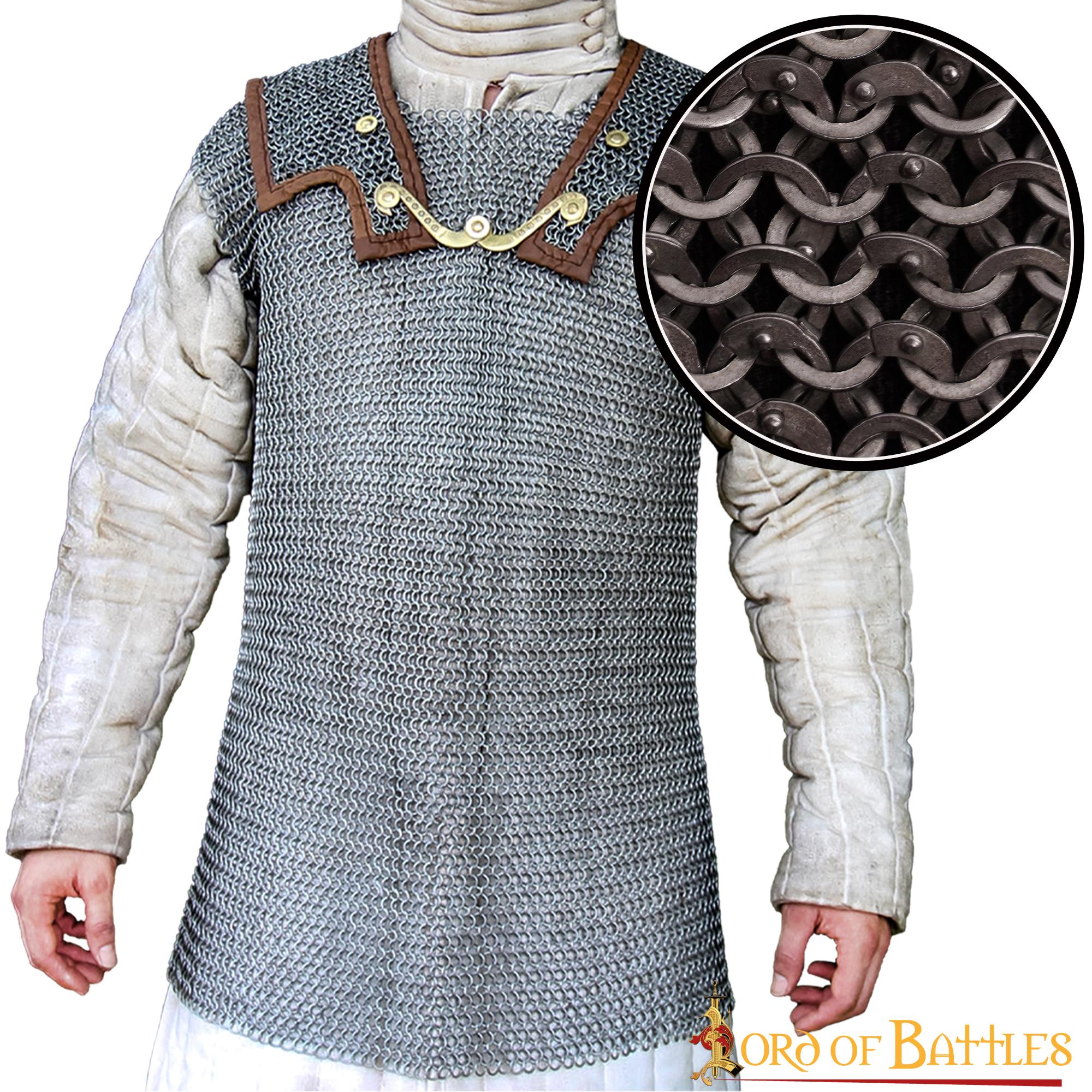 Lorica Hamata romana – malla remachada 6 mm, acero 18 gauge y latón