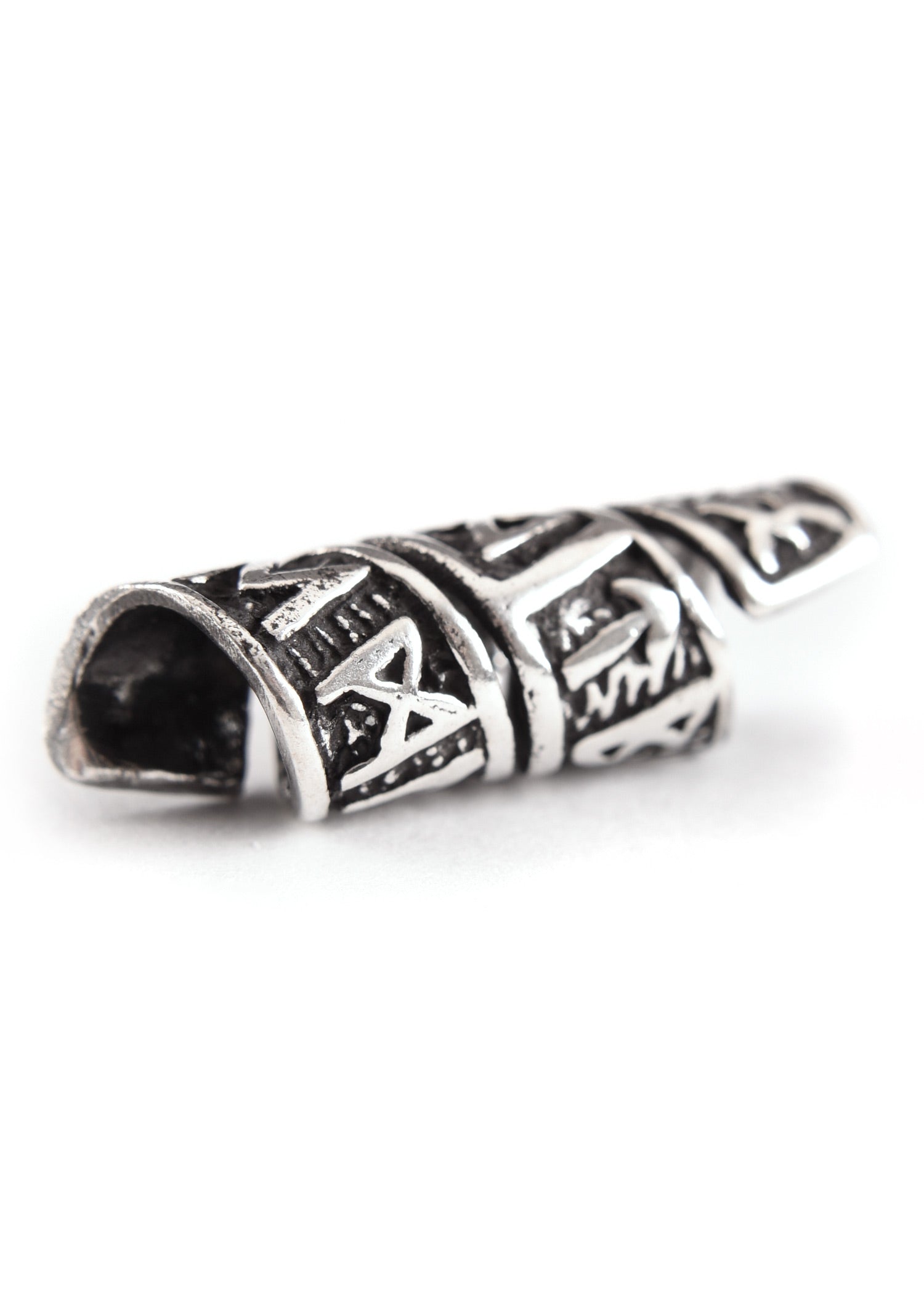 Imagen única de: Cuenta Para Barba Y Cuenta Para Rizos Con Espiral Rúnica De Plata