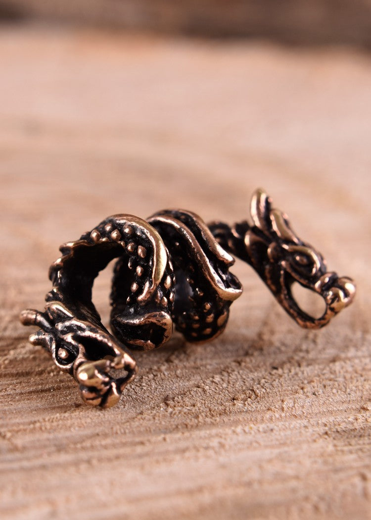 Imagen única de: Cuenta Para Barba Y Cuenta Para Rizos Dragón De Dos Cabezas De Bronce