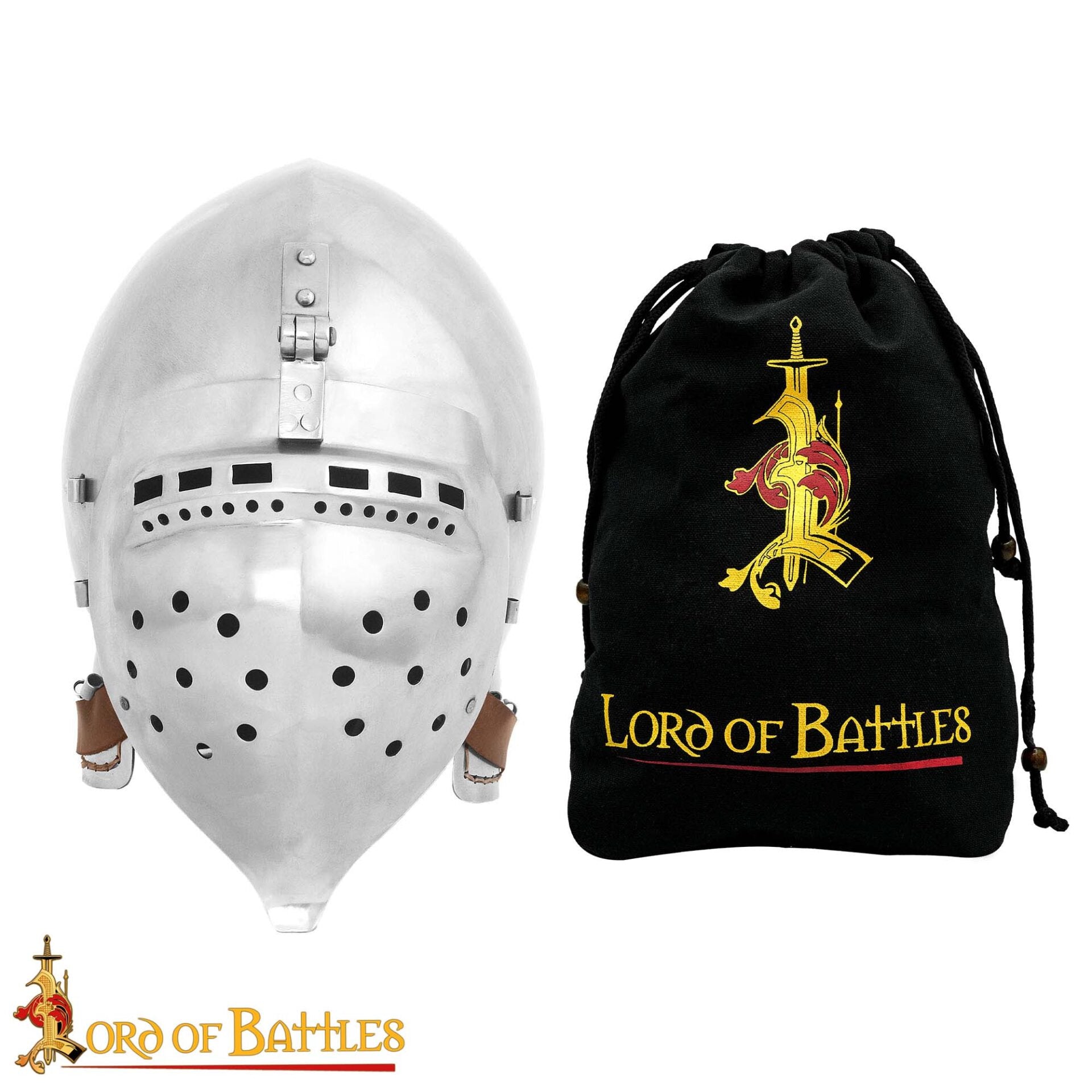 Bacinete medieval siglo XIV–XV con visera abatible y forro - imagen 10