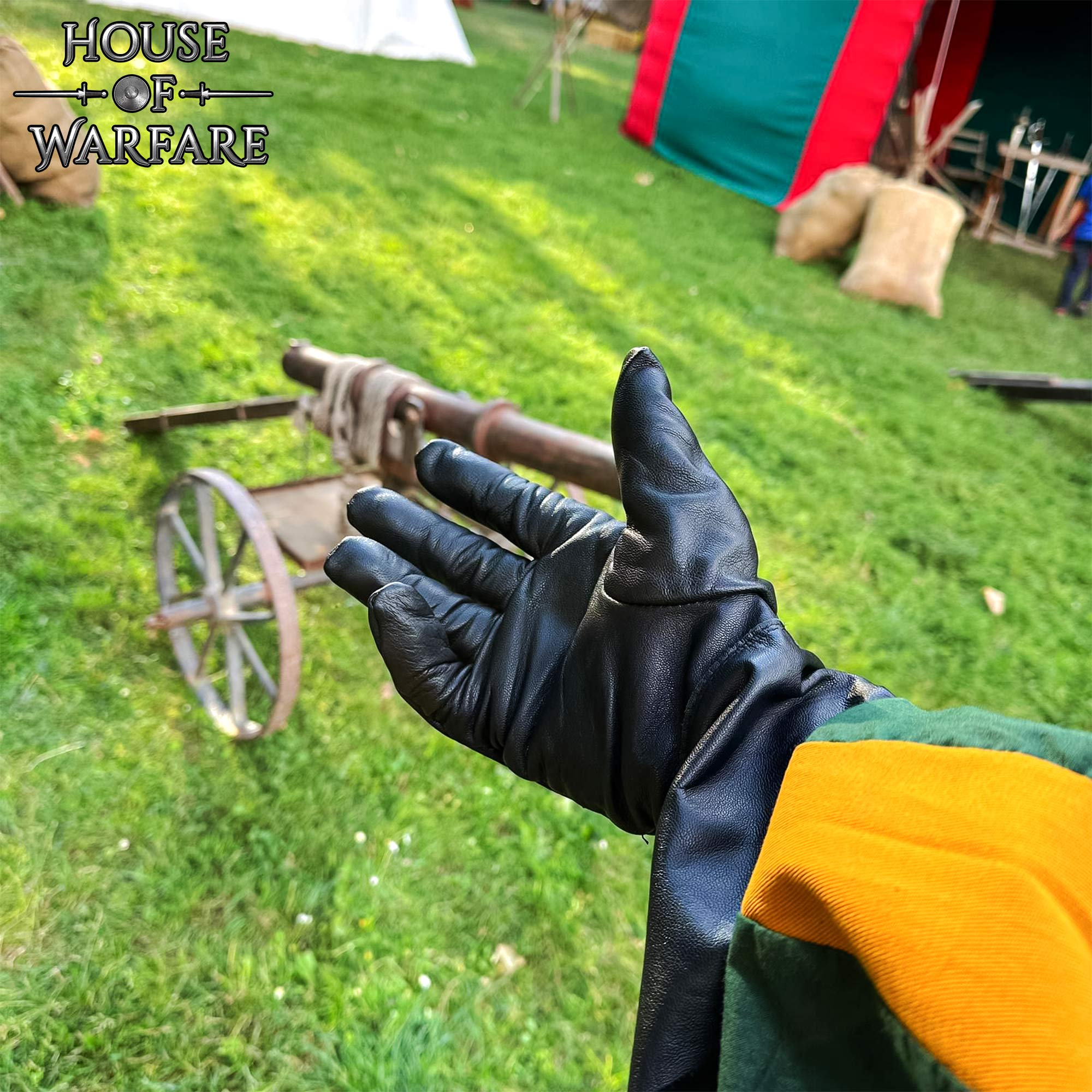 Guantes medievales de cuero con dedos completos para LARP y teatro - imagen 5