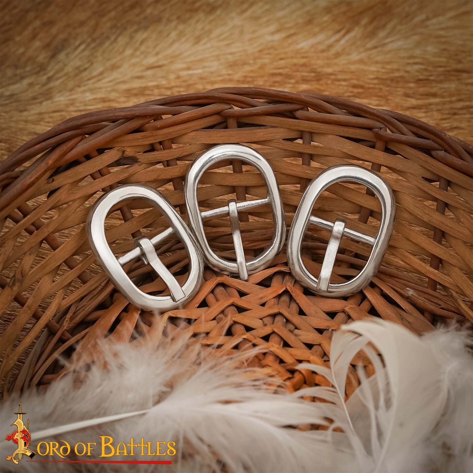 Imagen única de: Set de 3 hebillas ovaladas medievales de acero niquelado, 1,7 cm - imagen 5