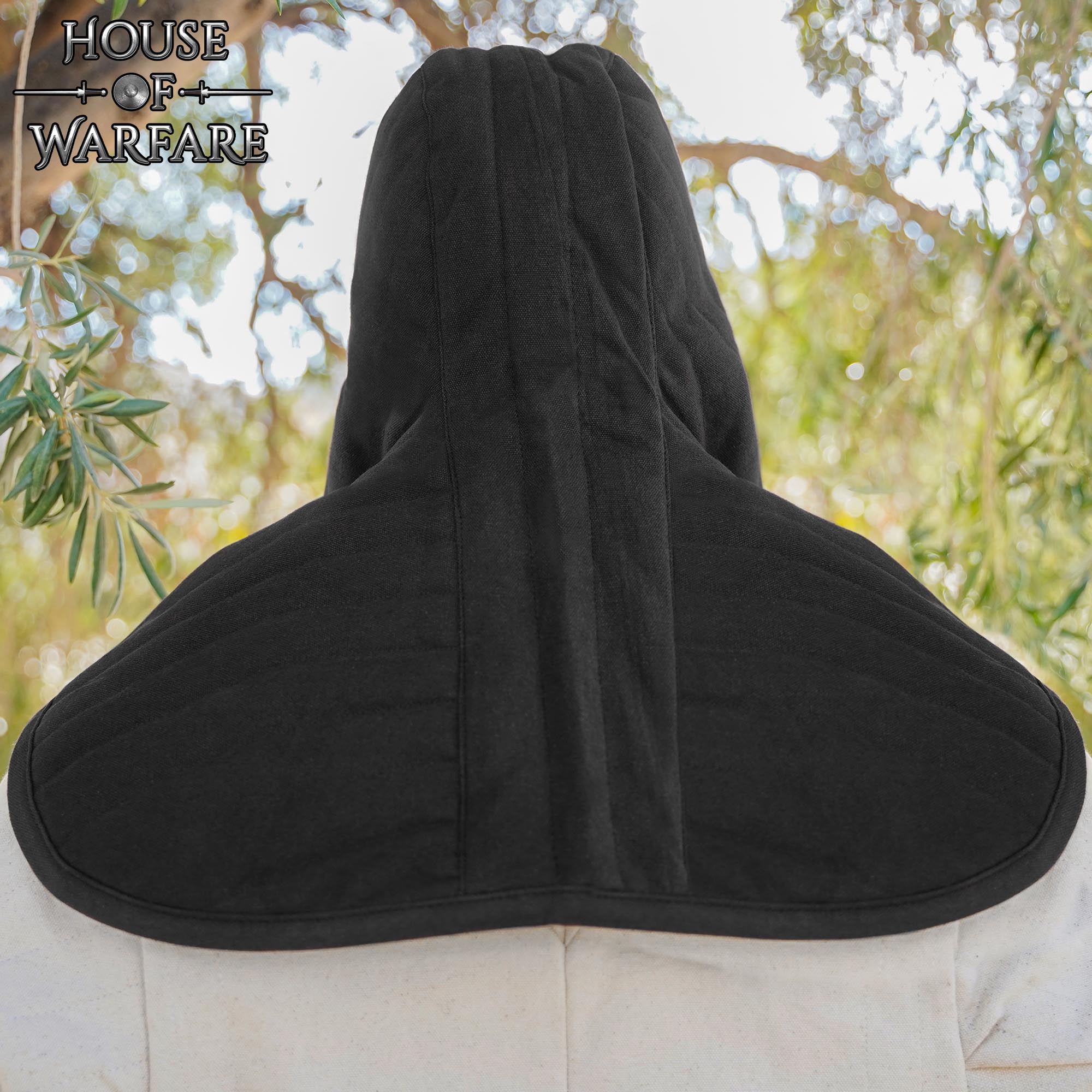 Capucha acolchada medieval con cuello — algodón acolchado (crudo) - imagen 4