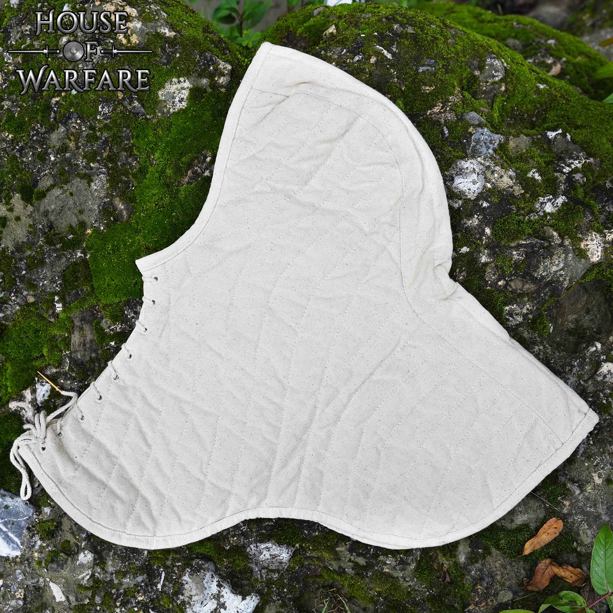 Imagen única de: Cuello Acolchado de Lona de Algodón con Capucha - Gorro Acolchado Crudo para Casco Medieval Acolchado