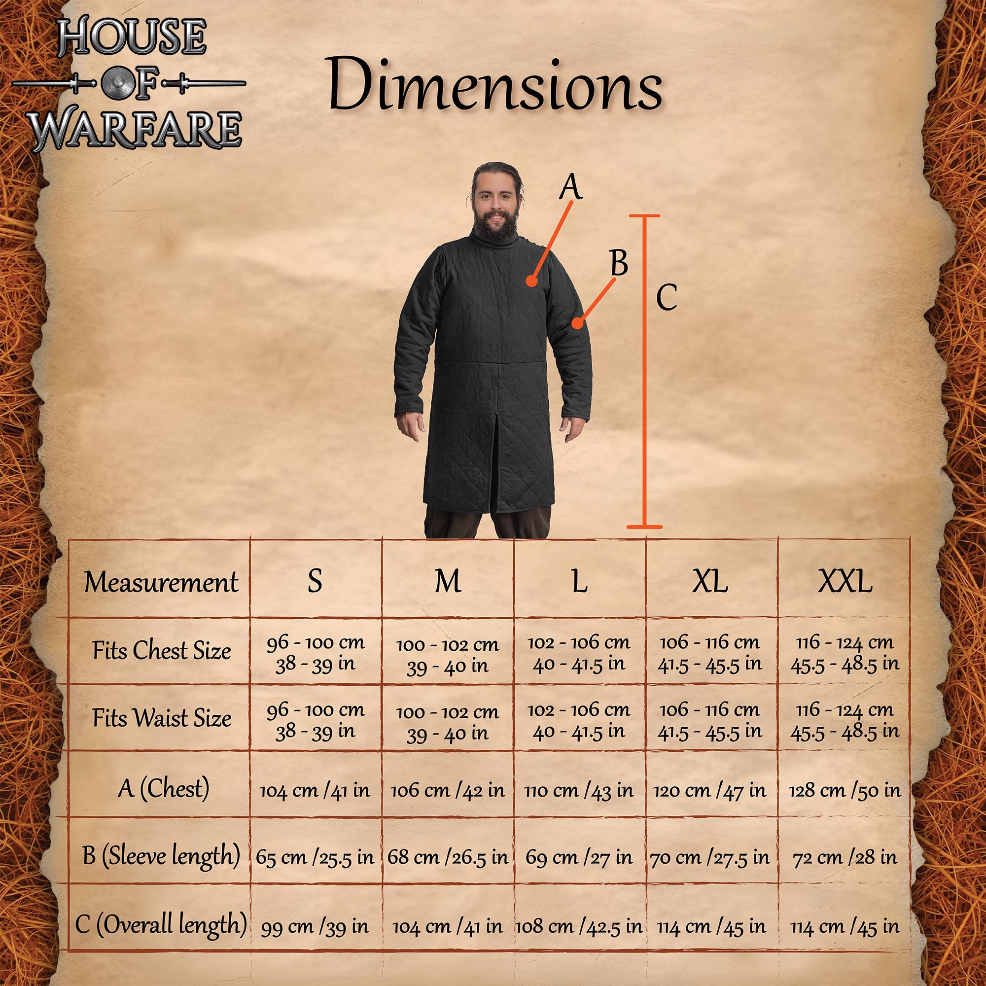 Gambesón medieval acolchado de doble capa con cuello alto - Negro - imagen 3