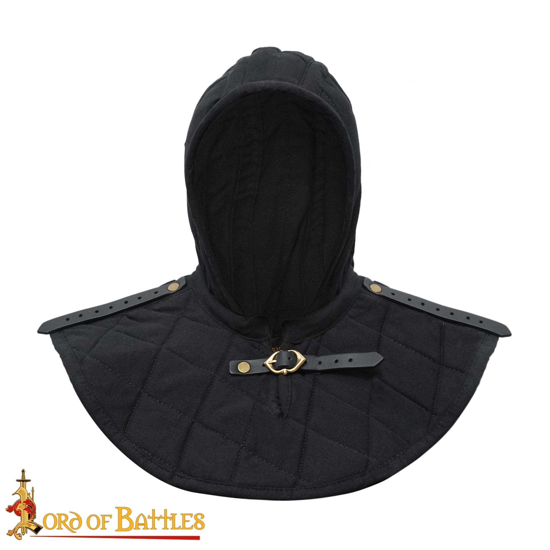 Capucha medieval acolchada de 3 capas con cuello - imagen 7