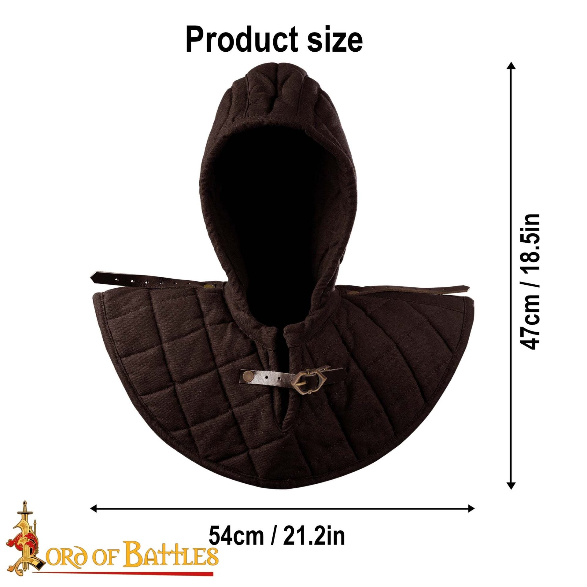 Capucha medieval acolchada de 3 capas con cuello - imagen 12