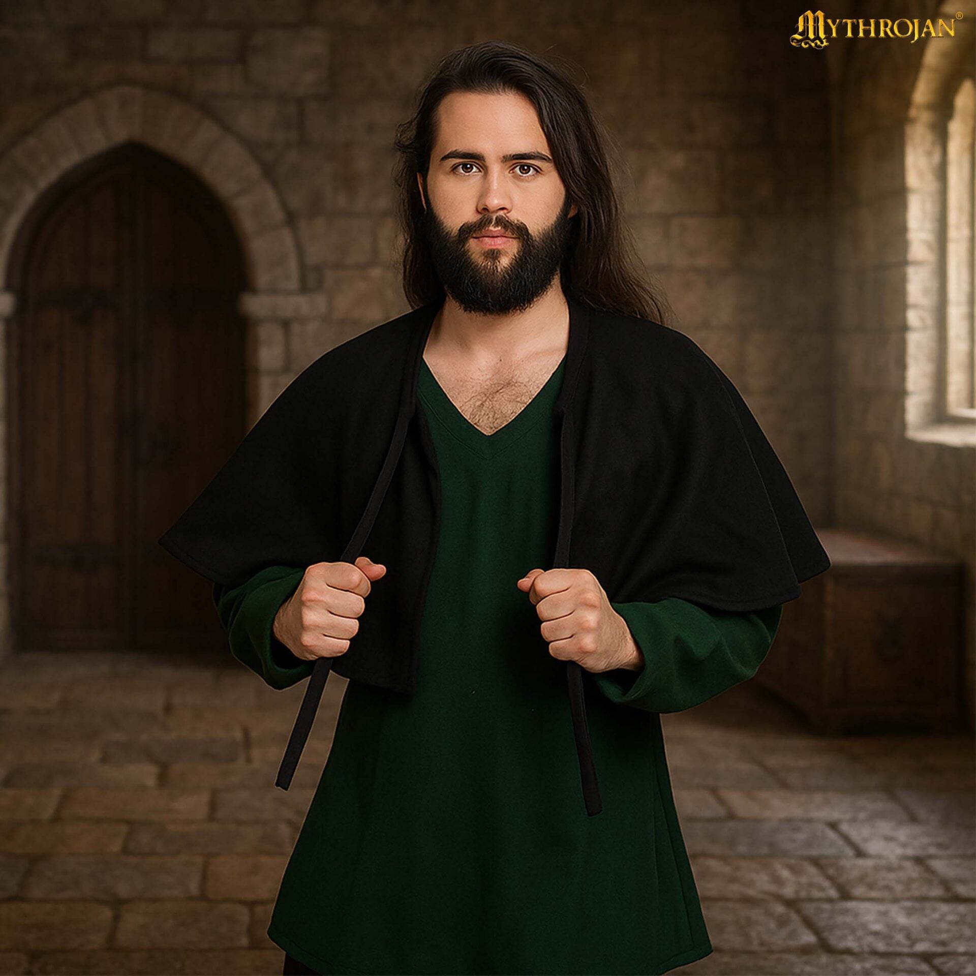 Imagen única de: Capa Medieval - Lana, Corta para LARP y Teatro