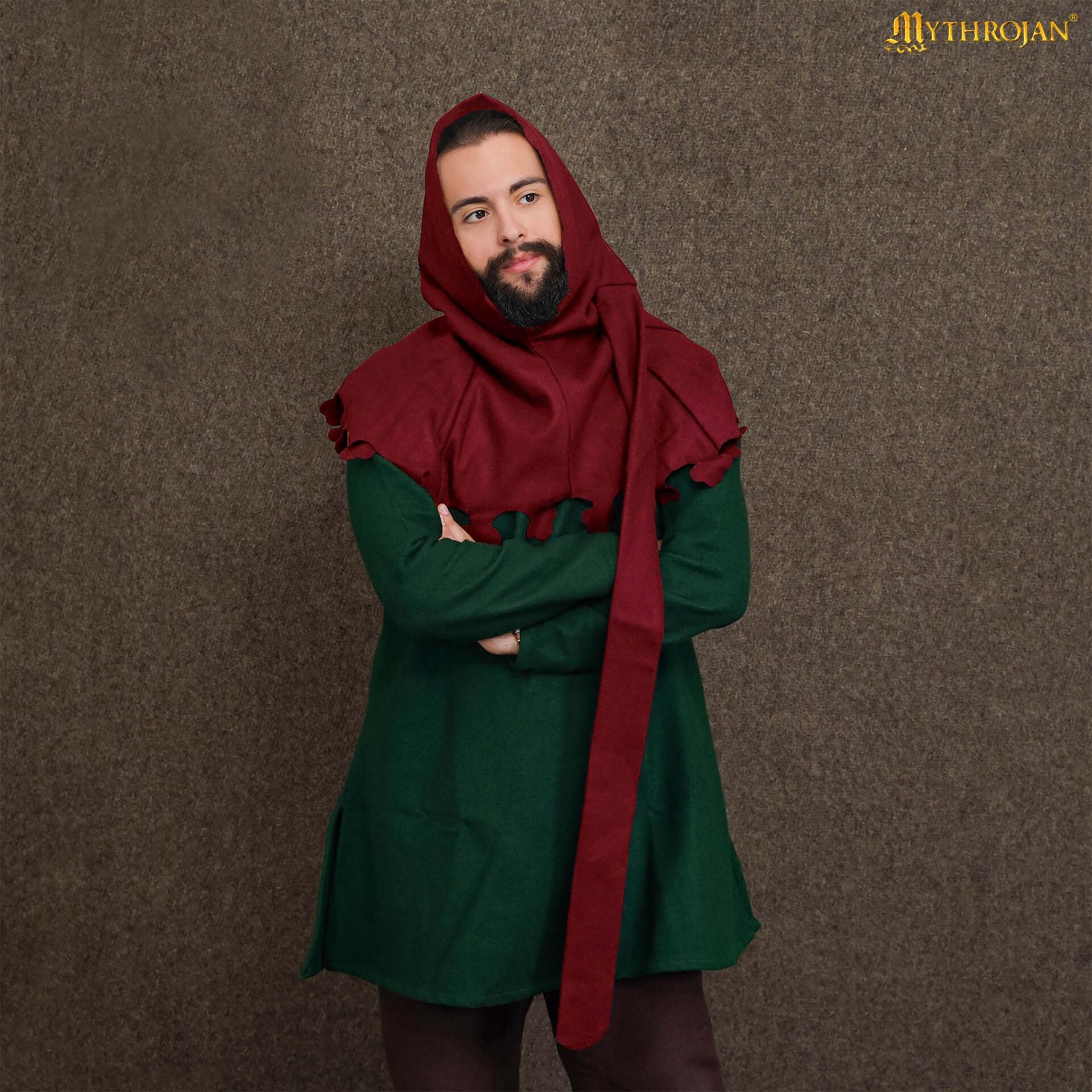 Capucha liripipe medieval de lana - imagen 5