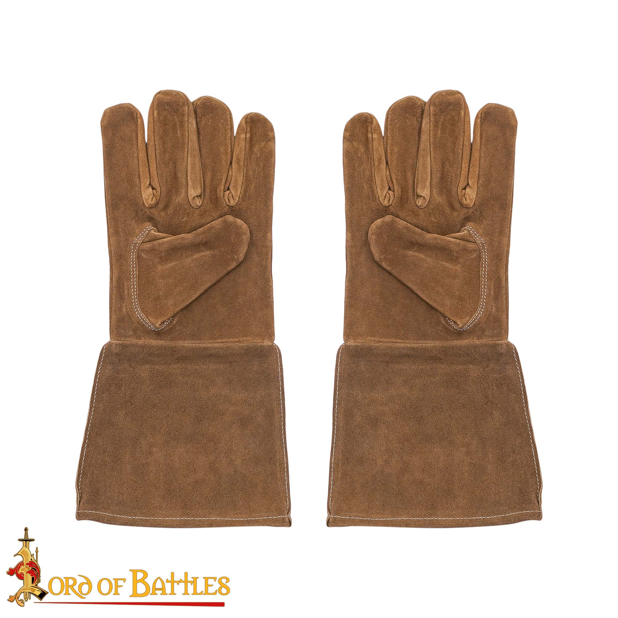 Guantes medievales de ante 38 cm con costura interior — Marrón / Negro - imagen 12