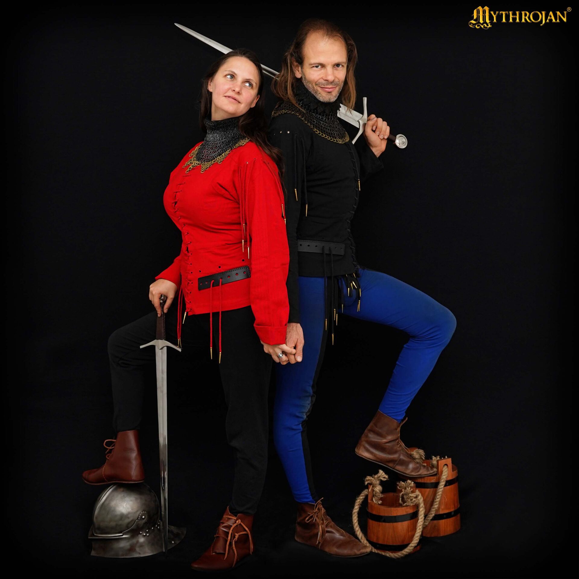Imagen única de: Jubón armado 'The Knight' — Acolchado medieval tardío (negro, talla L) - Con Defecto