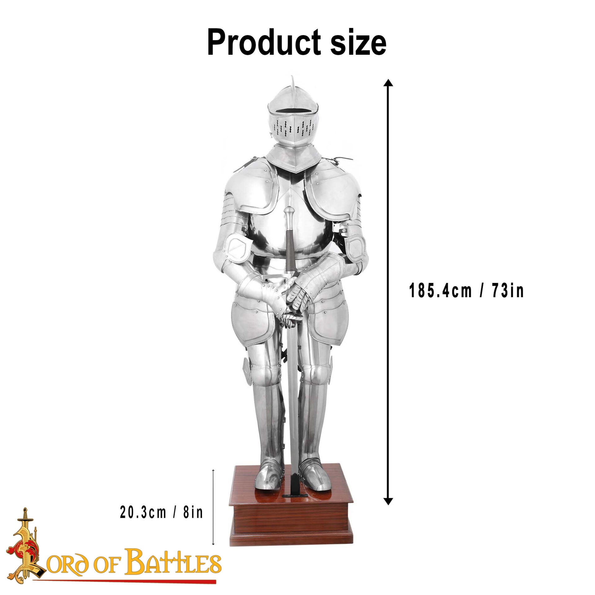 Imagen única de: Armadura Duque de Borgoña de Acero Dulce - 75" - Calibre 18 Pulido Armadura Medieval de Cuerpo Completo