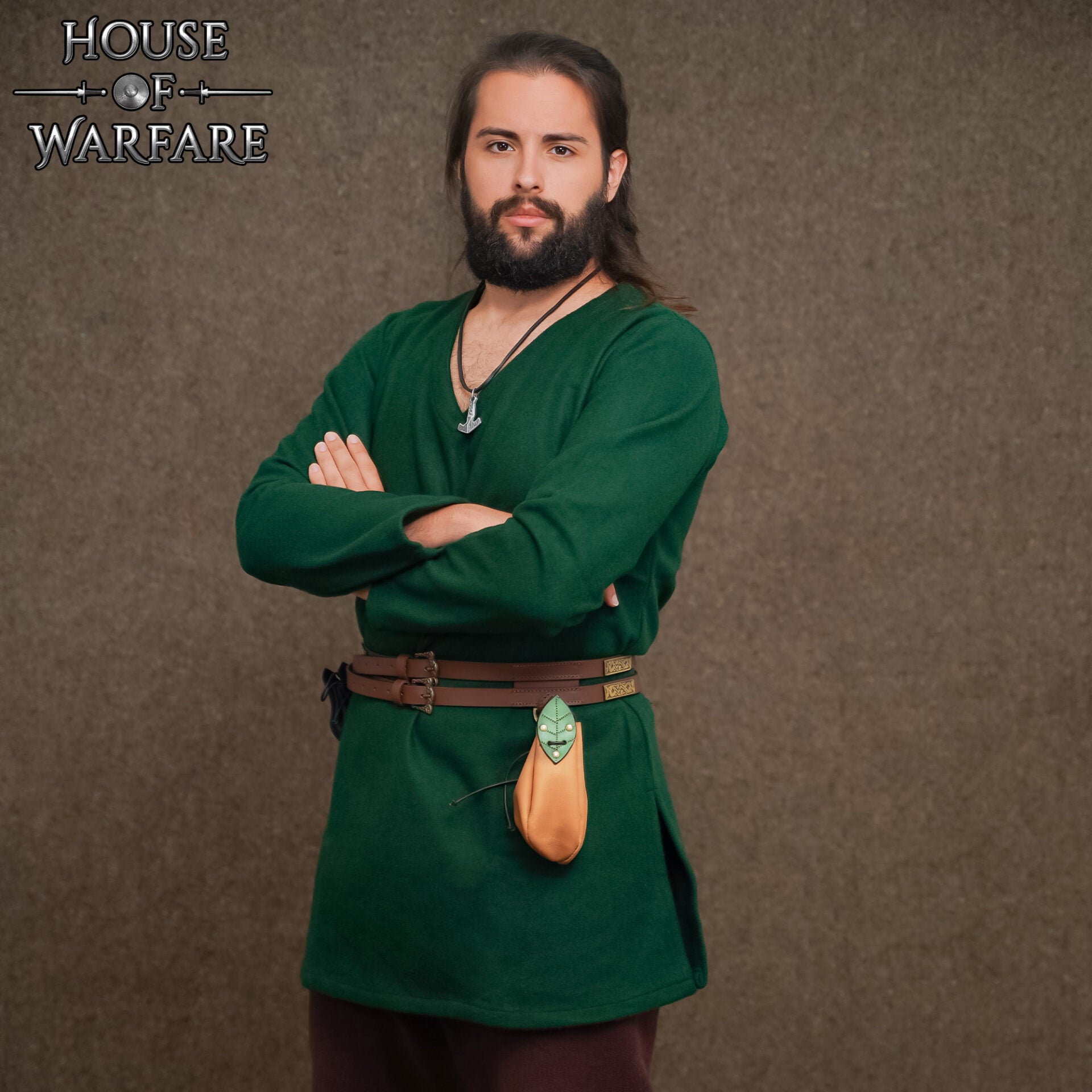 Imagen única de: Funda Medieval de Cuero para Cinturón con Detalles de Hojas - Funda de Cordón Marrón Claro para Monedas y Accesorios