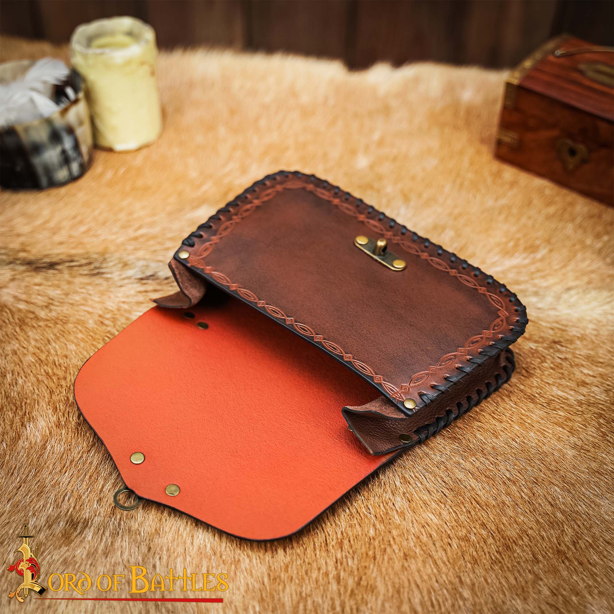 Bolsa de cinturón medieval de cuero repujado — LARP y recreación - imagen 41