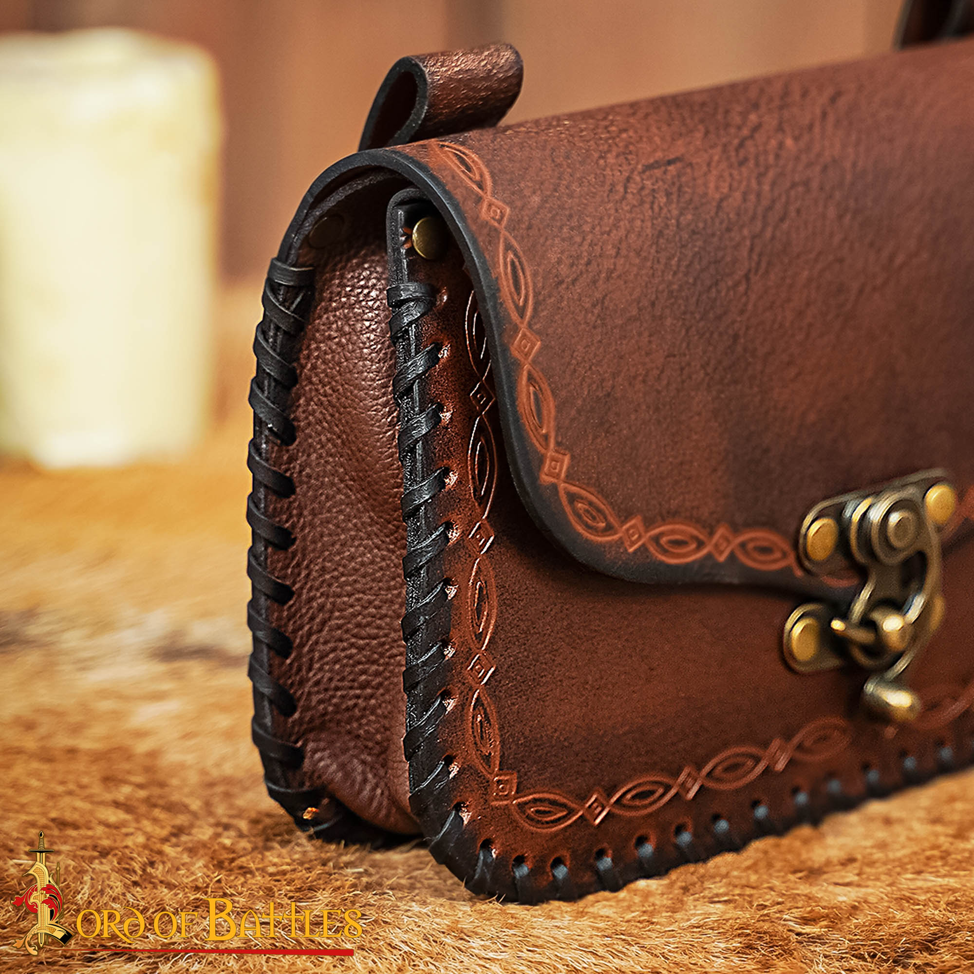 Bolsa de cinturón medieval de cuero repujado — LARP y recreación - imagen 40
