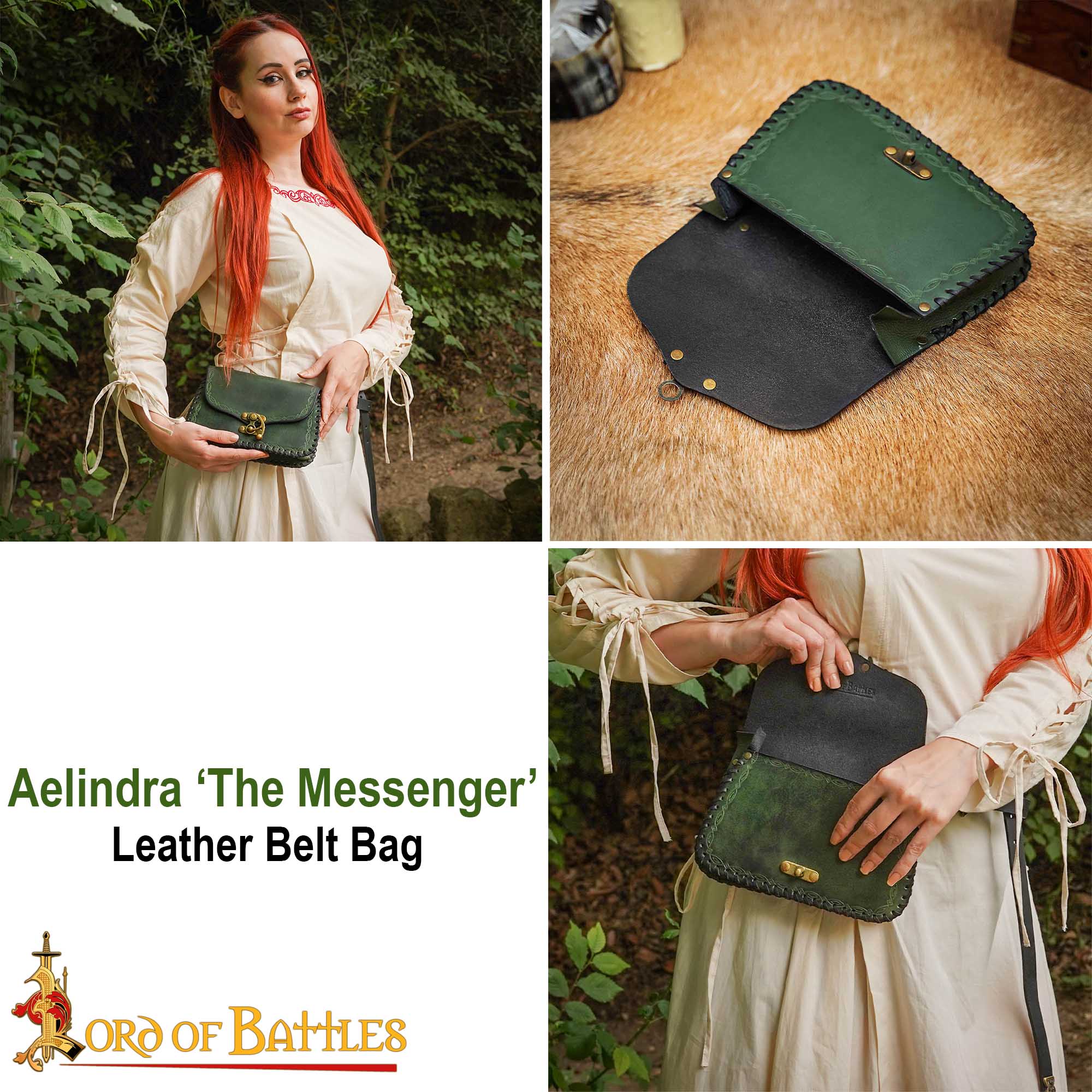Bolsa de cinturón medieval de cuero repujado — LARP y recreación - imagen 54