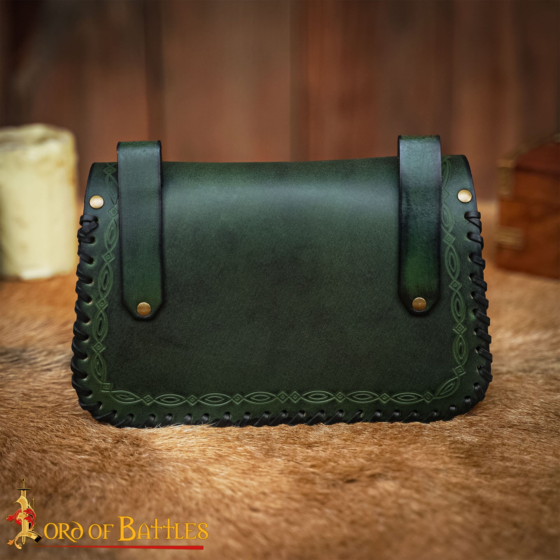 Bolsa de cinturón medieval de cuero repujado — LARP y recreación - imagen 52