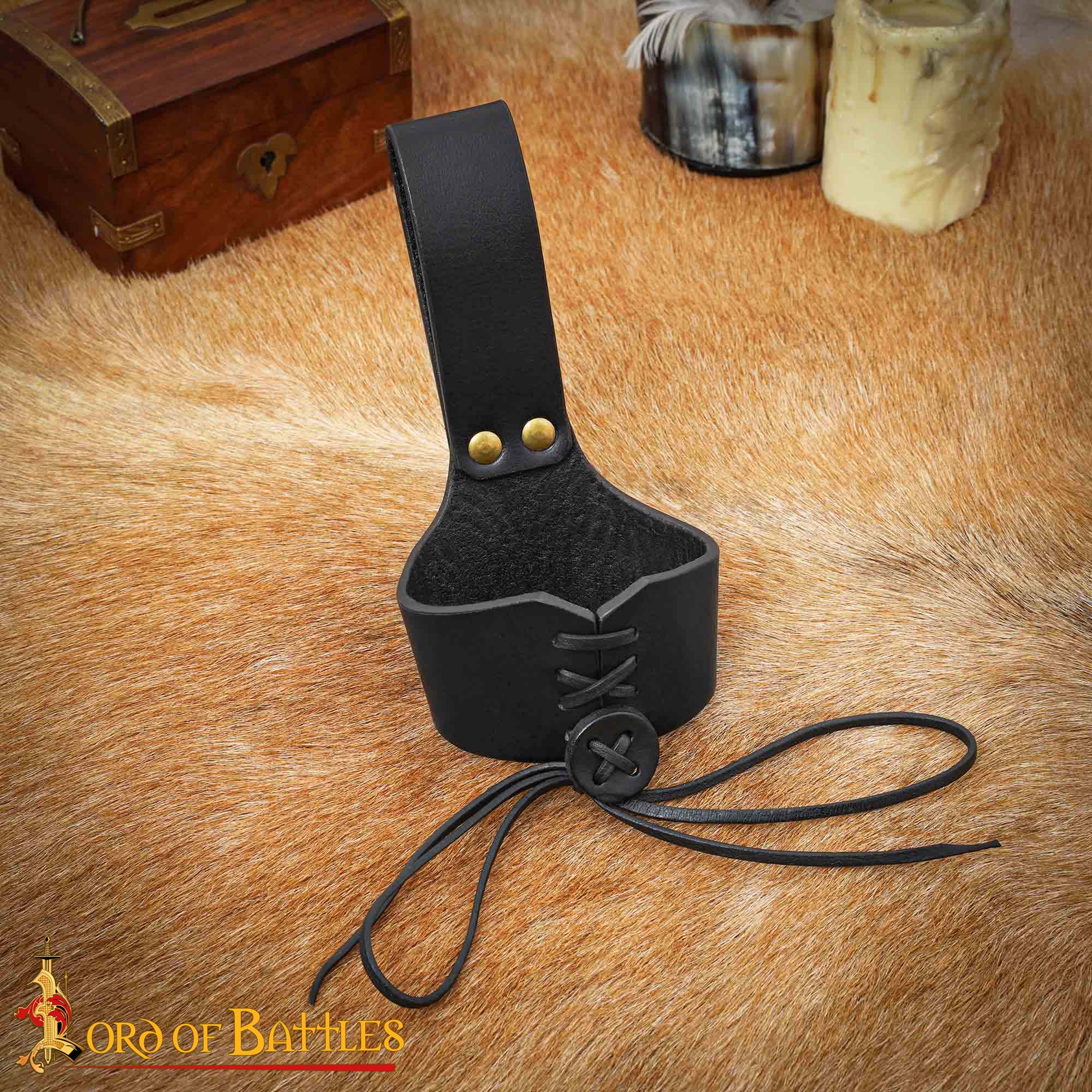 Soporte de cuero para cuerno de beber - ajustable - imagen 86