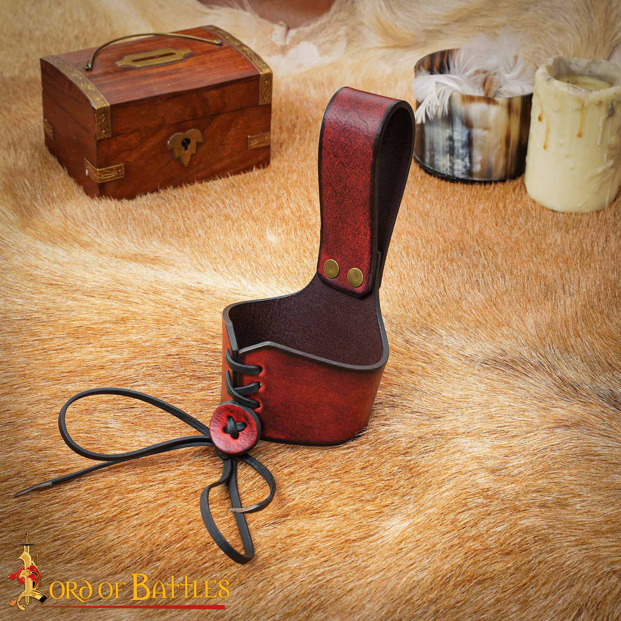 Soporte de cuero para cuerno de beber - ajustable - imagen 136