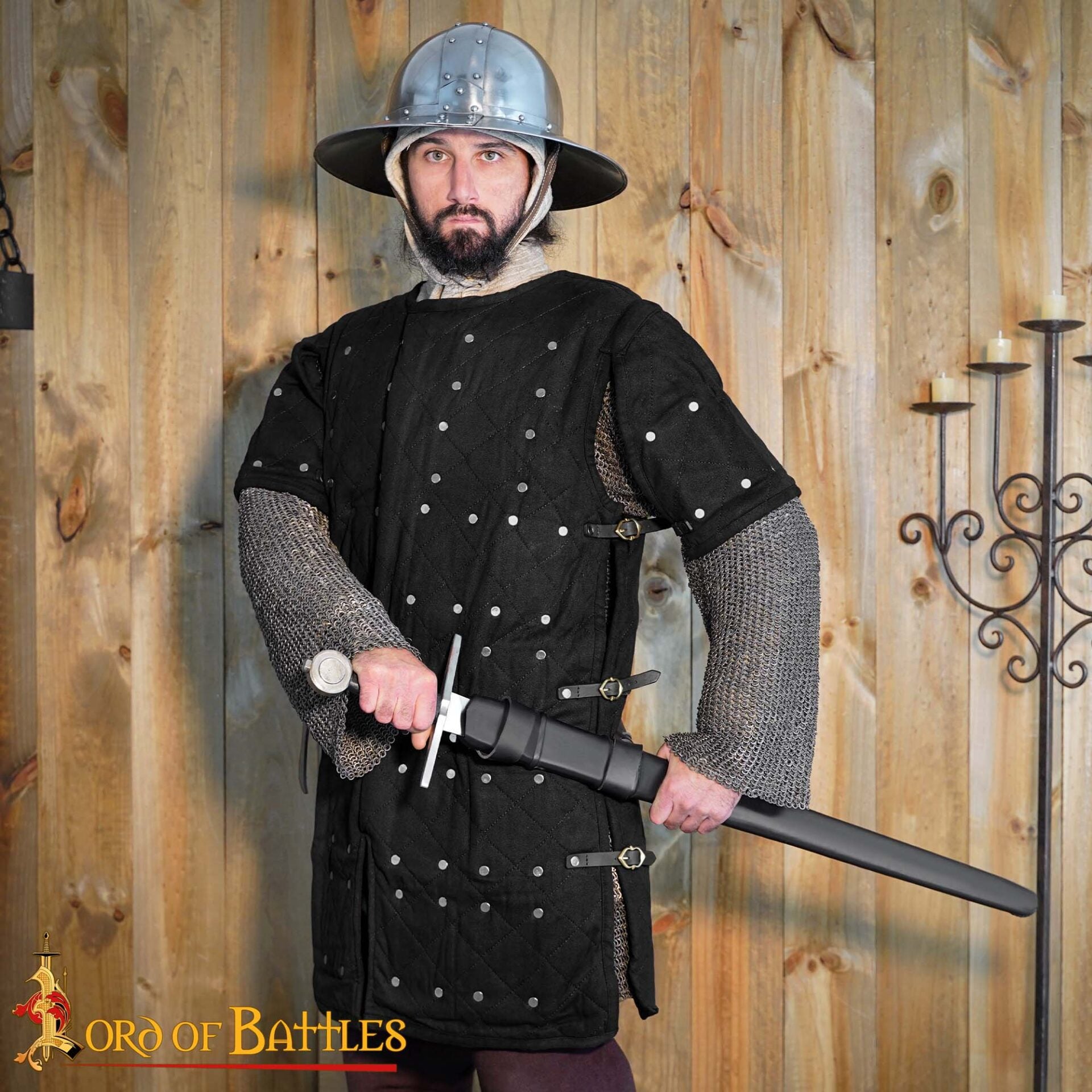 Brigandina medieval con placas de acero remachadas y cuerpo de algodón - imagen 16