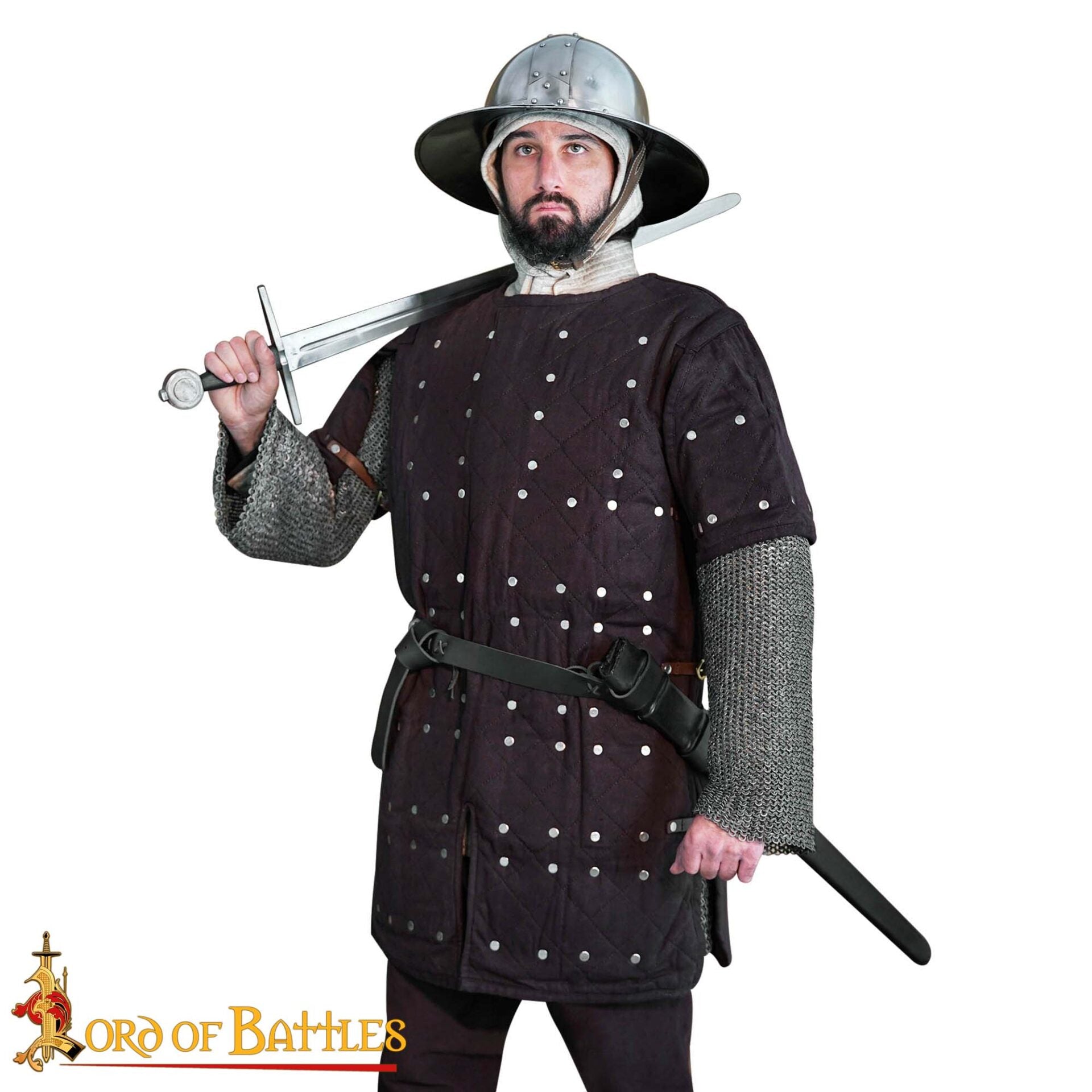 Brigandina medieval con placas de acero remachadas y cuerpo de algodón - imagen 6