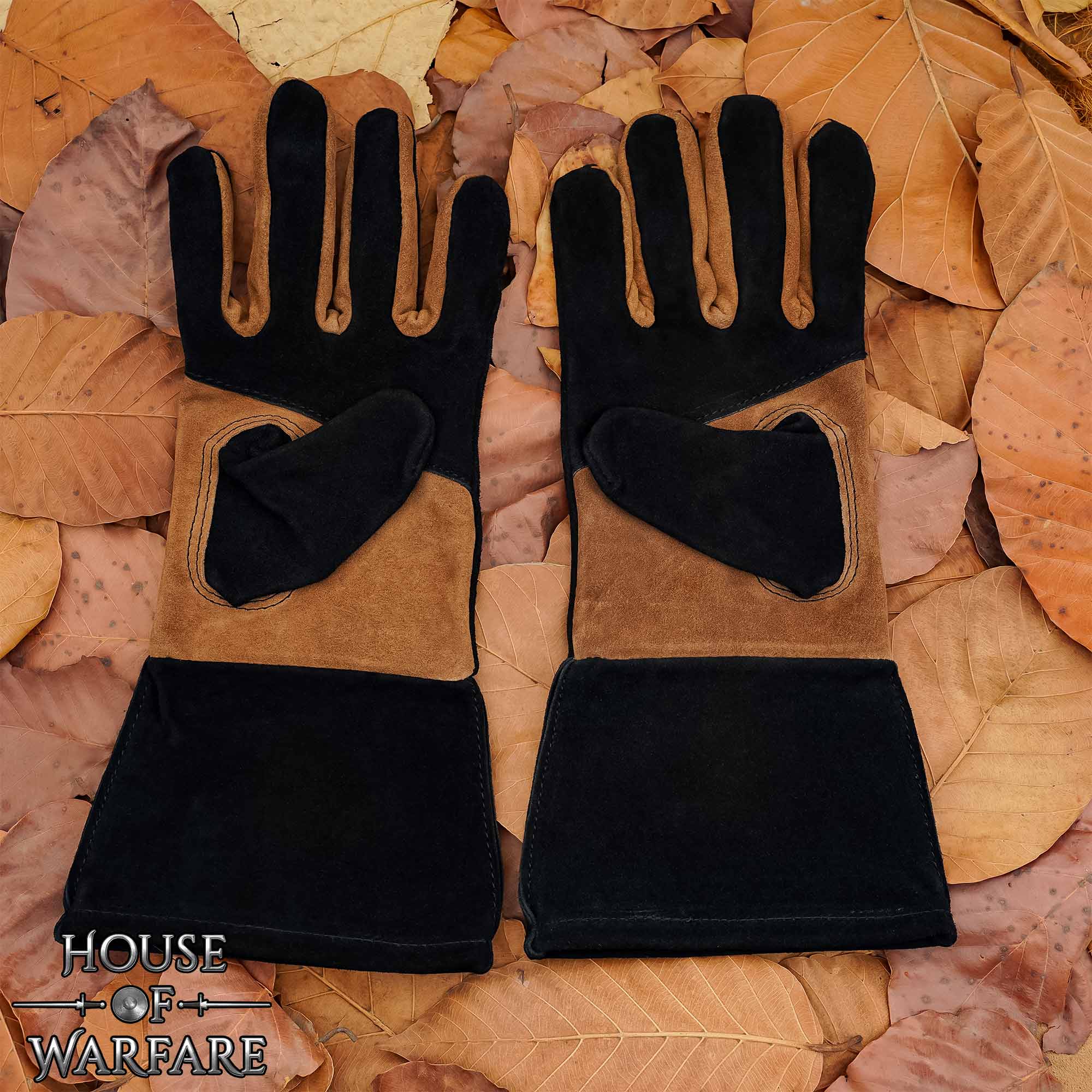 Guantes medievales de cuero y ante bicolor - imagen 18