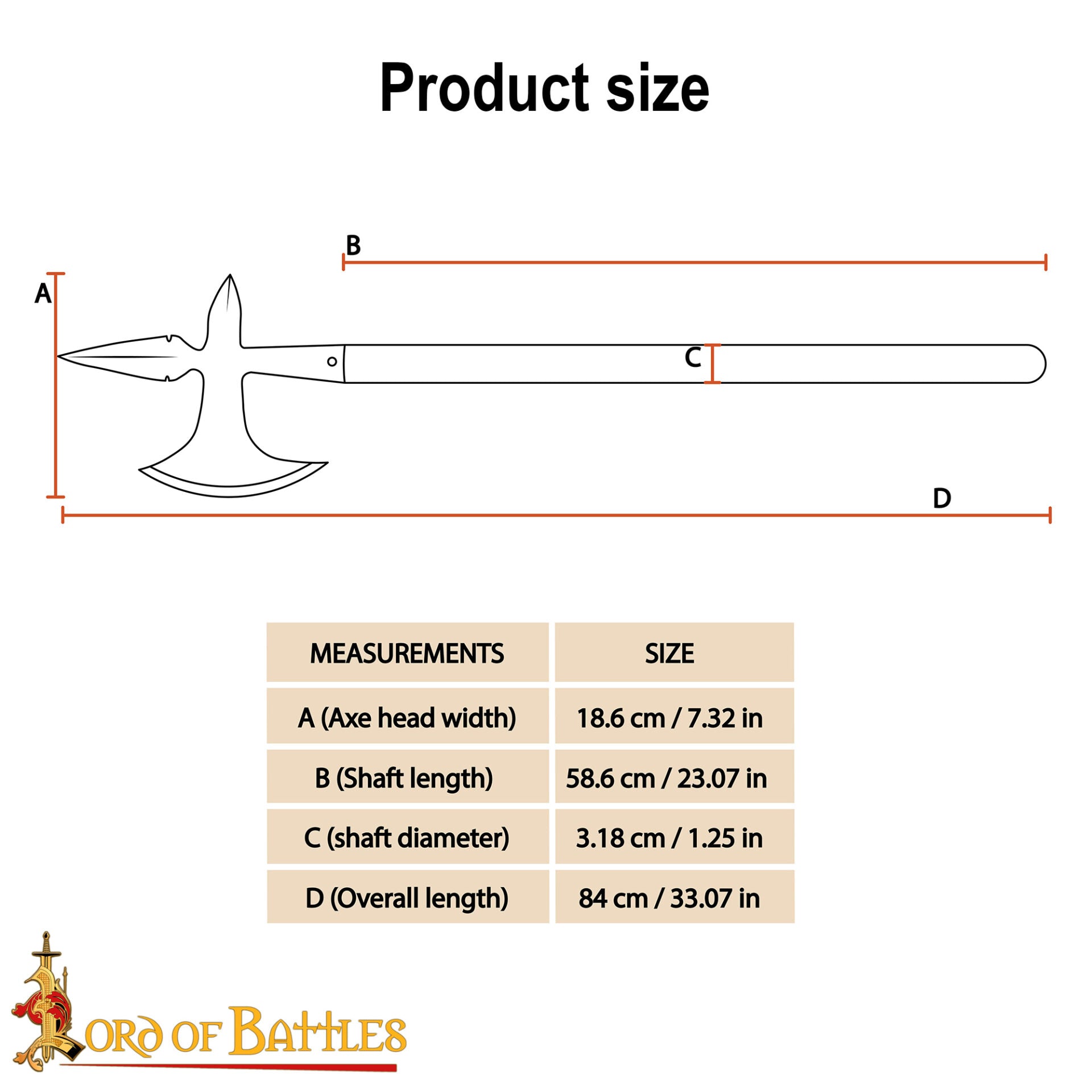 Hacha de Batalla Medieval Forjada a Mano con Mango de Madera de Fresno Hacha de Guerra de Acero Al Carbono - Imagen 3