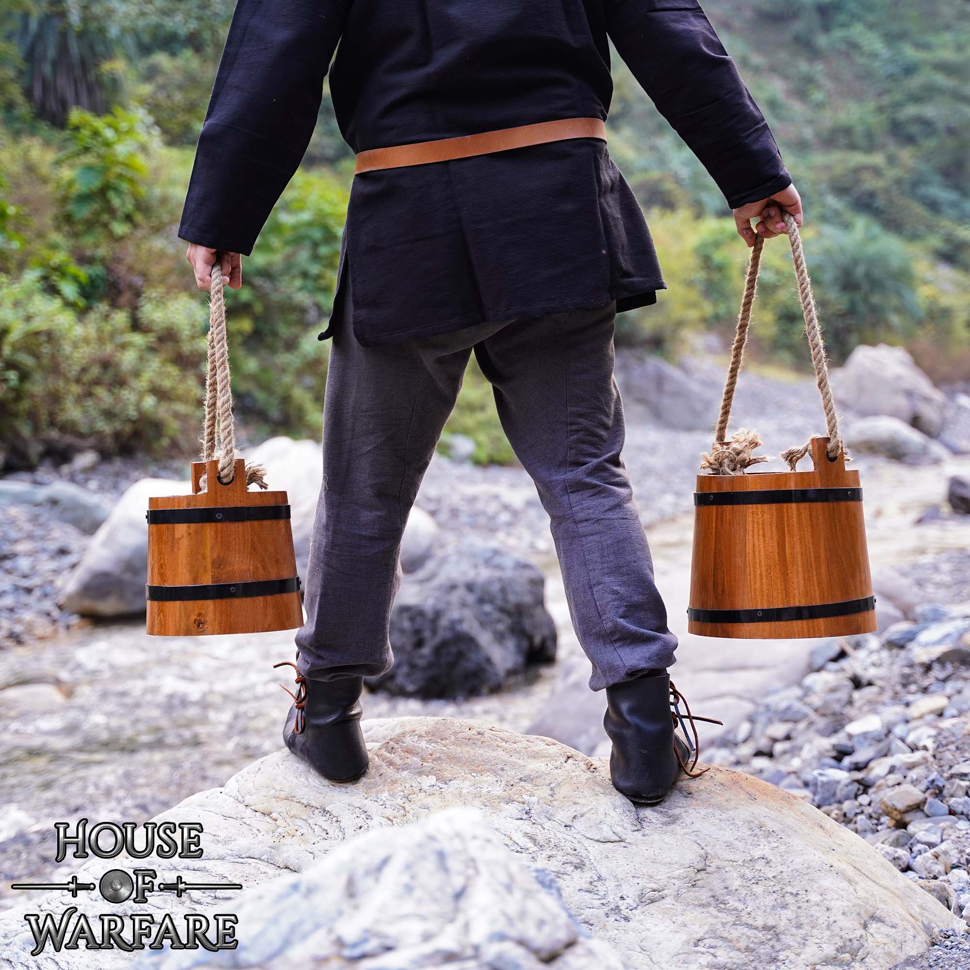 Cubos de madera artesanales — Baldes rústicos de agua (S, M, L) - imagen 17