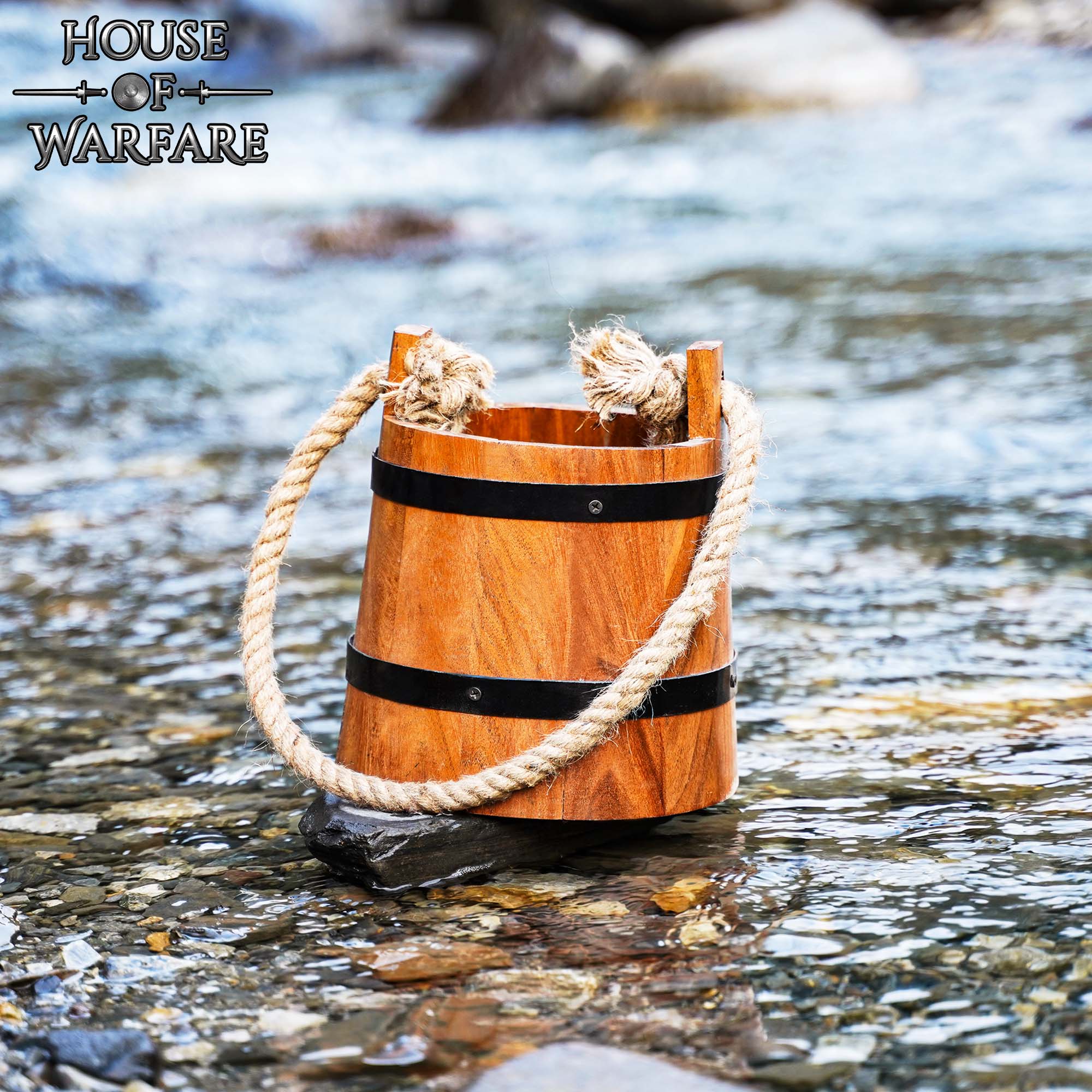 Cubos de madera artesanales — Baldes rústicos de agua (S, M, L) - imagen 18