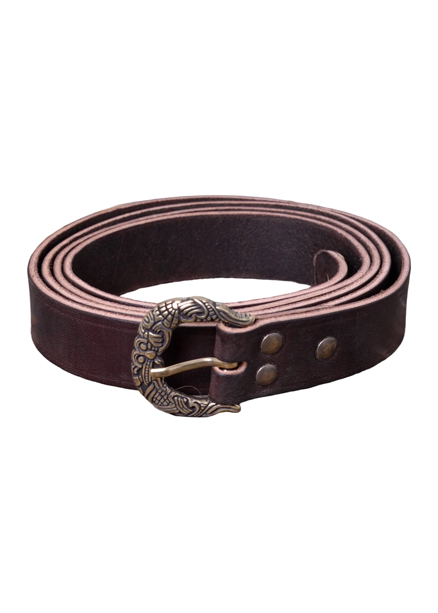 Imagen única de: Cinturón Vikingo Con Extremo De Correa, 3 Cm De Ancho, Color Marrón/bronce