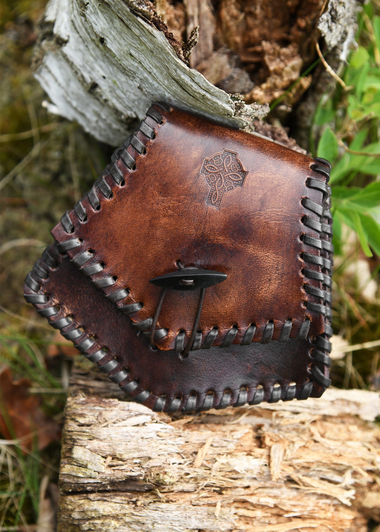 Imagen única de: Bolso De Cuero Celta, Riñonera Medieval Con Motivo Picto