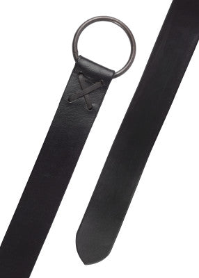 Imagen única de: Cinturón medieval de cuero con anilla de latón 190cm Negro