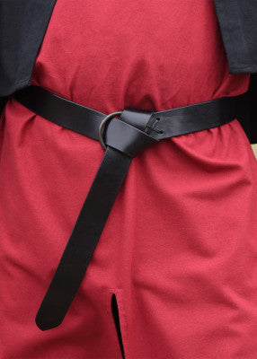 Imagen única de: Cinturón medieval de cuero con anilla de latón 190cm Negro