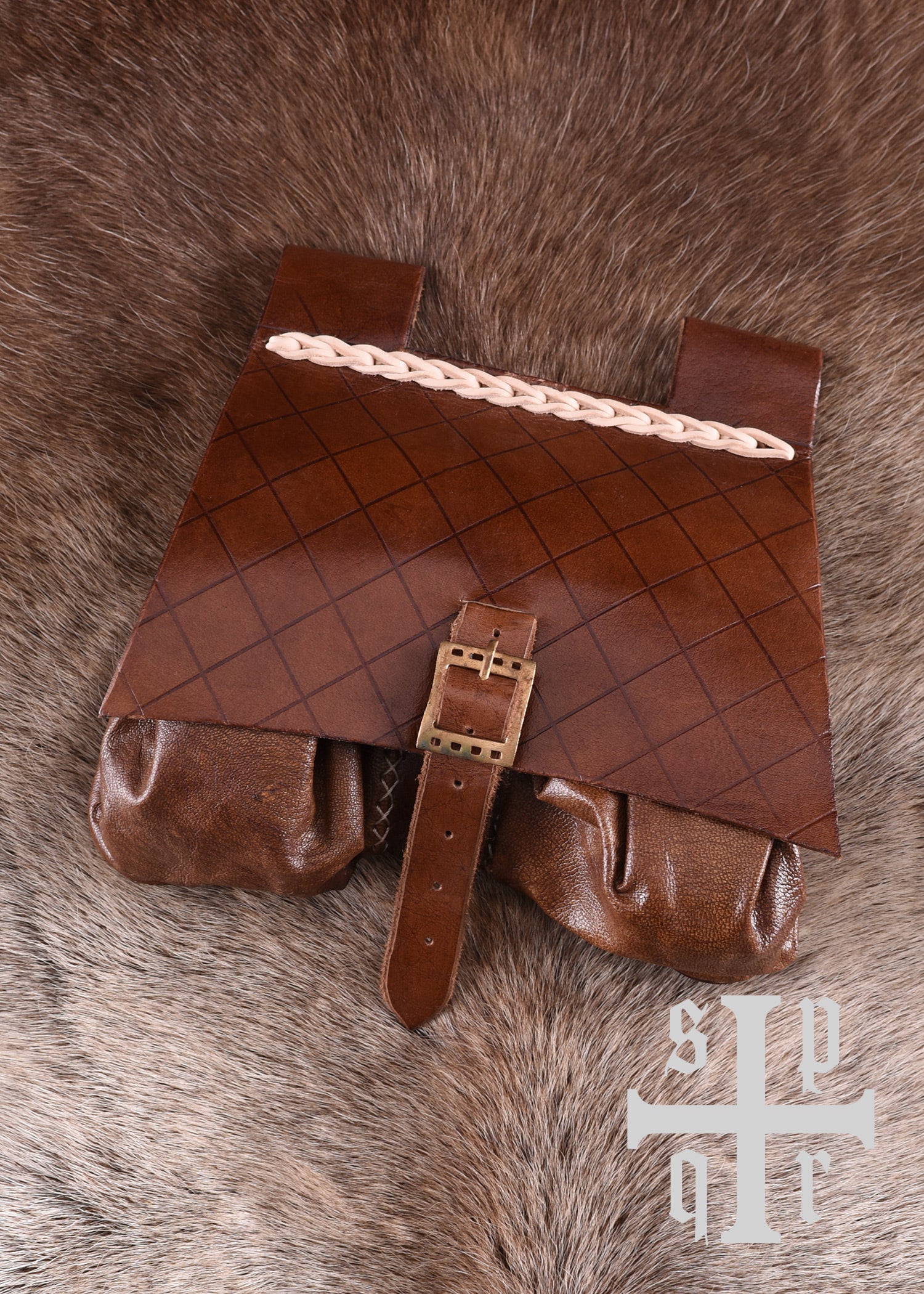 Imagen única de: Bolso Medieval De Piel, Siglo Xiv, Marrón.