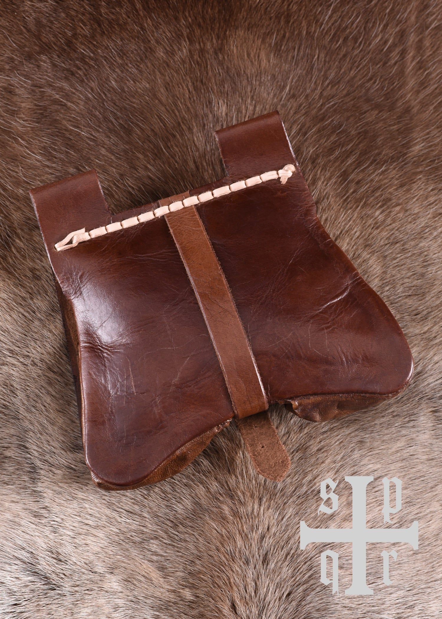 Imagen única de: Bolso Medieval De Piel, Siglo Xiv, Marrón.