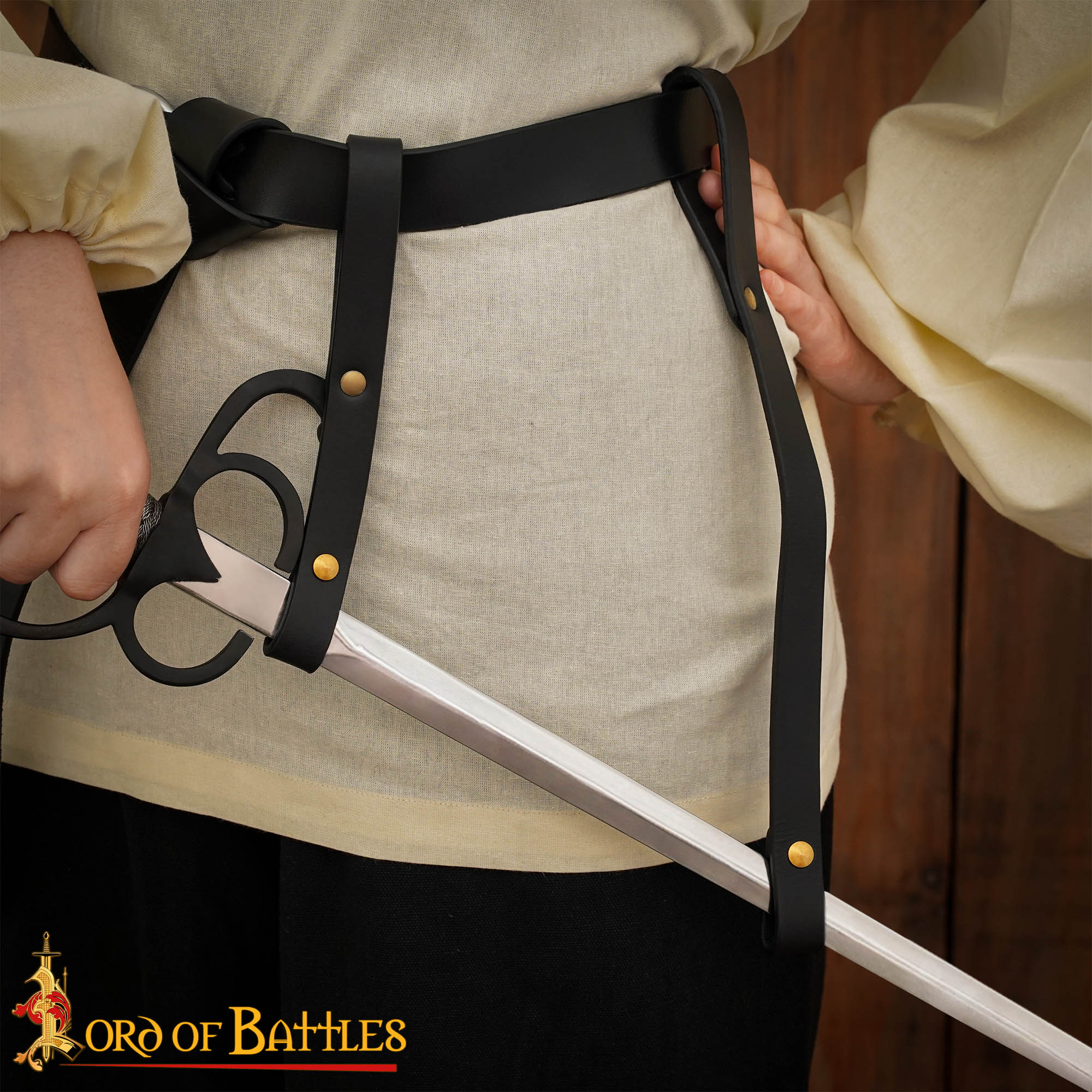 Colgador de espada ajustable en cuero — estilo medieval - imagen 5